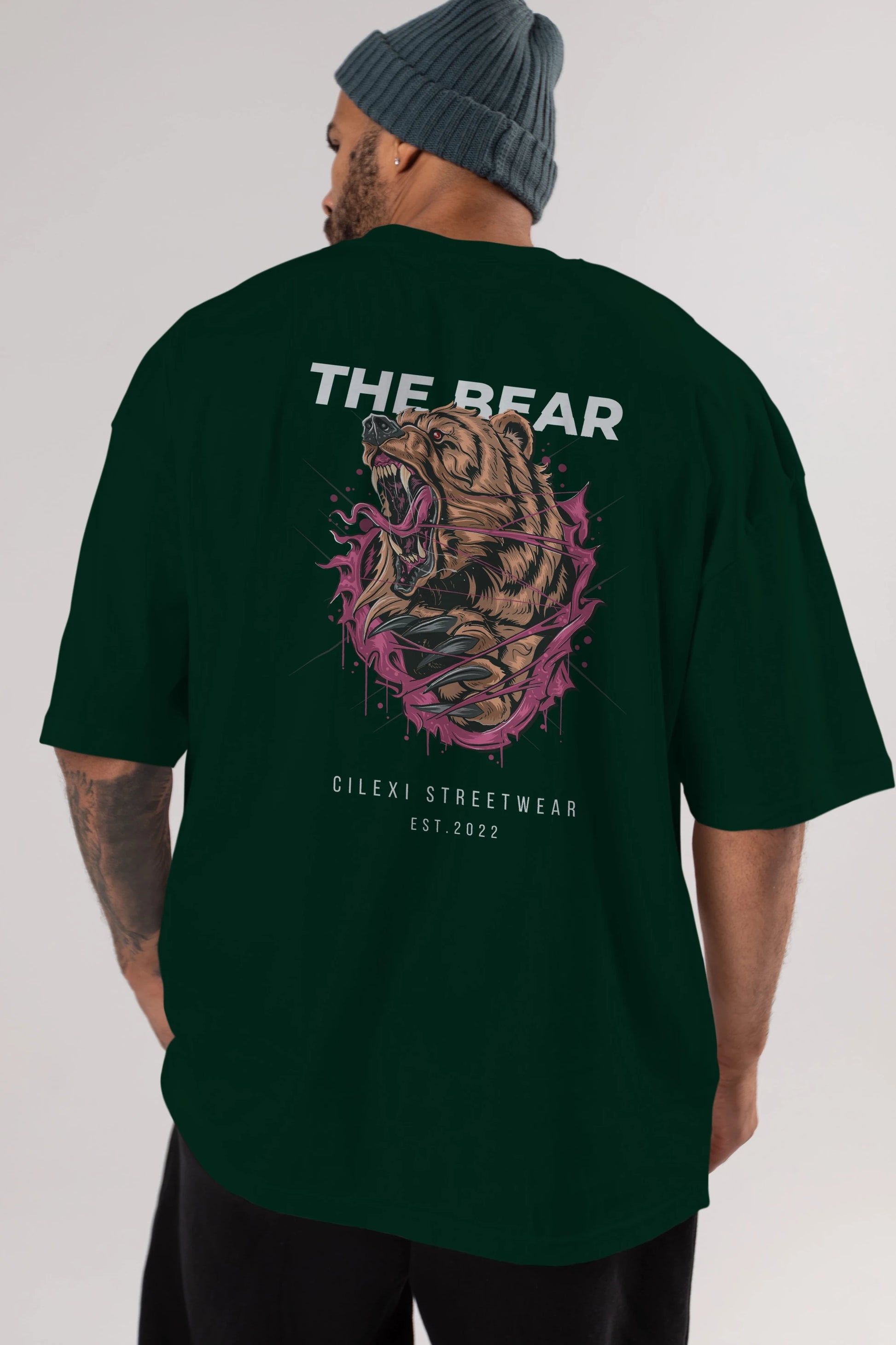 The Bear Arka Baskılı Oversize t-shirt Erkek Kadın Unisex
