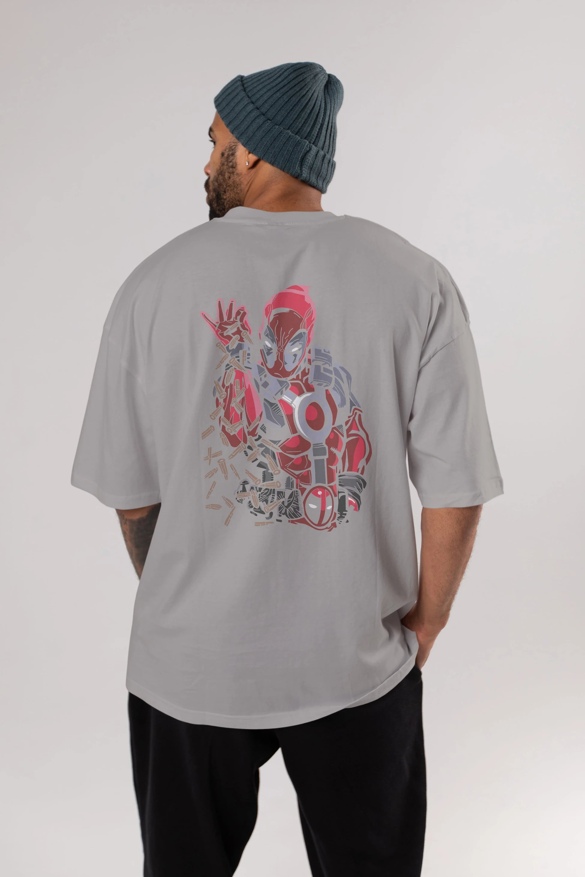 Deadpool (2) Arka Baskılı Oversize t-shirt Erkek Kadın Unisex %100 Pamuk Bisiklet Yaka tişort