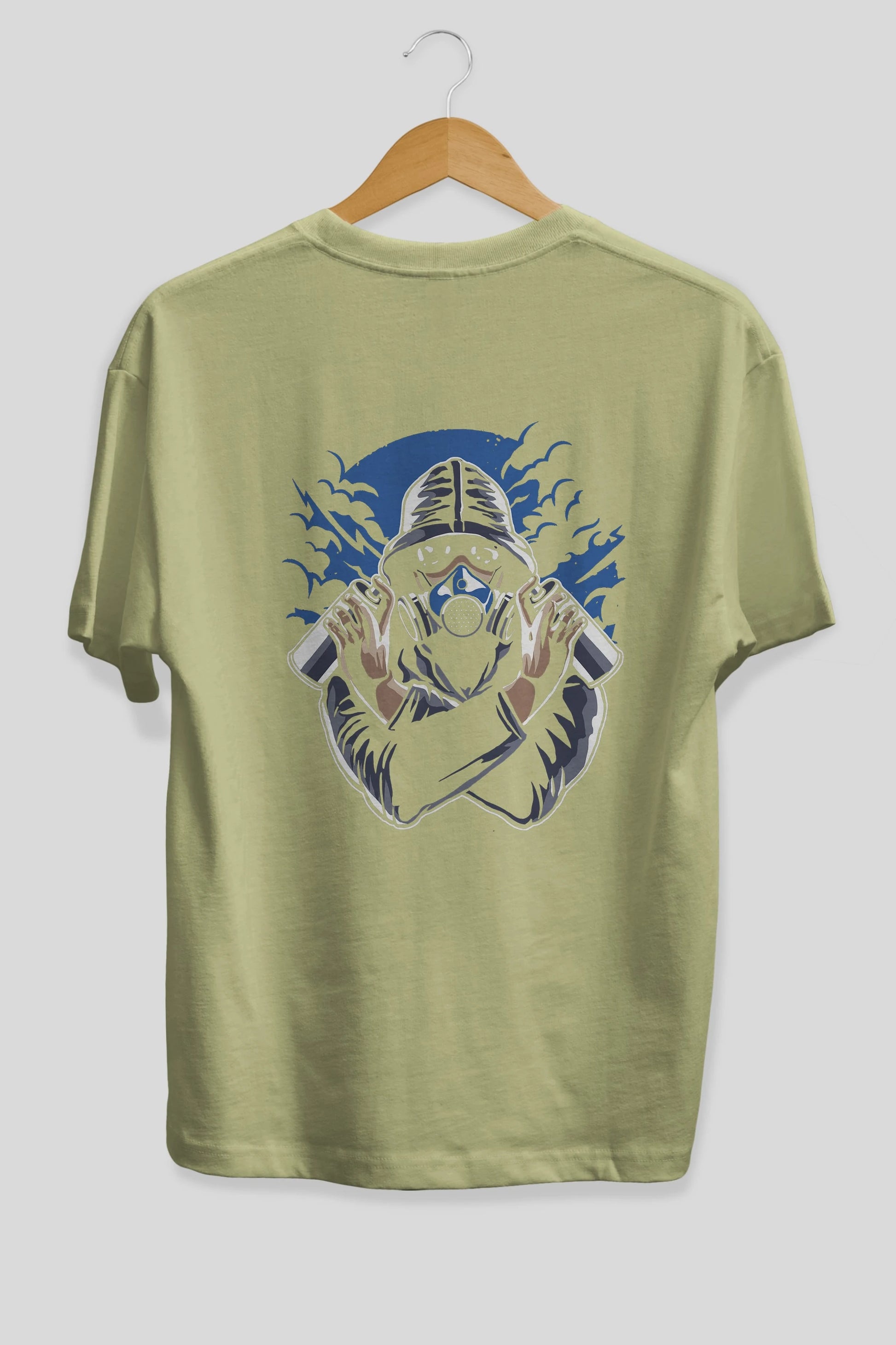 Graffiti Gasmask Arka Baskılı Oversize t-shirt Erkek Kadın Unisex %100 Pamuk
