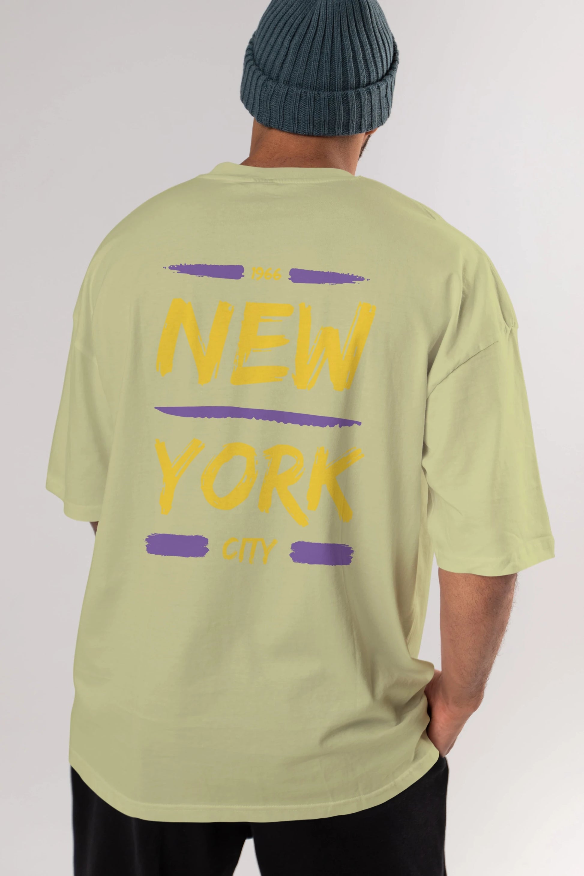 New York City 2 Arka Baskılı Oversize t-shirt Erkek Kadın Unisex