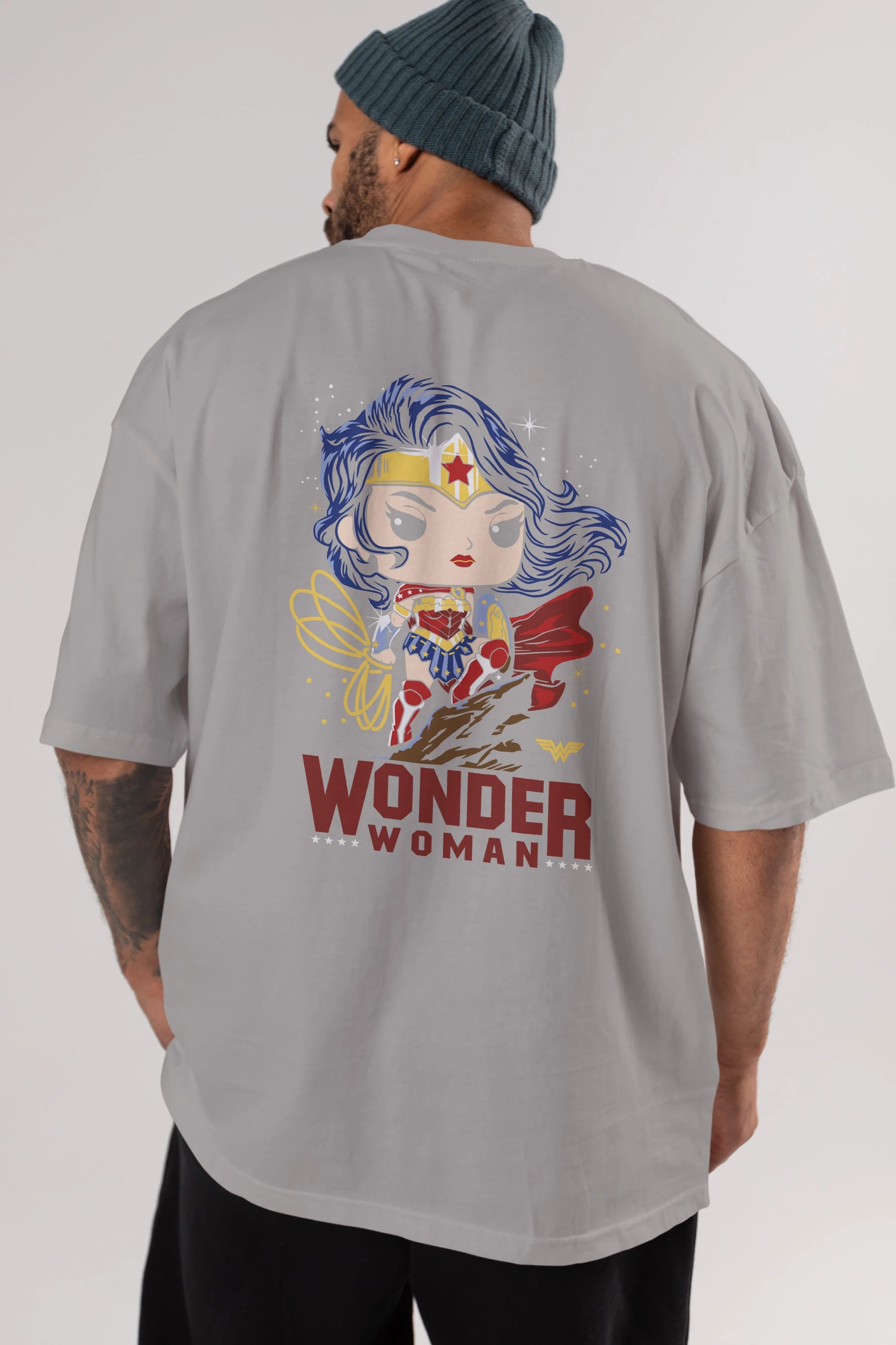 Wonder Woman (2) Arka Baskılı Oversize t-shirt Erkek Kadın Unisex %100 Pamuk Bisiklet Yaka tişort