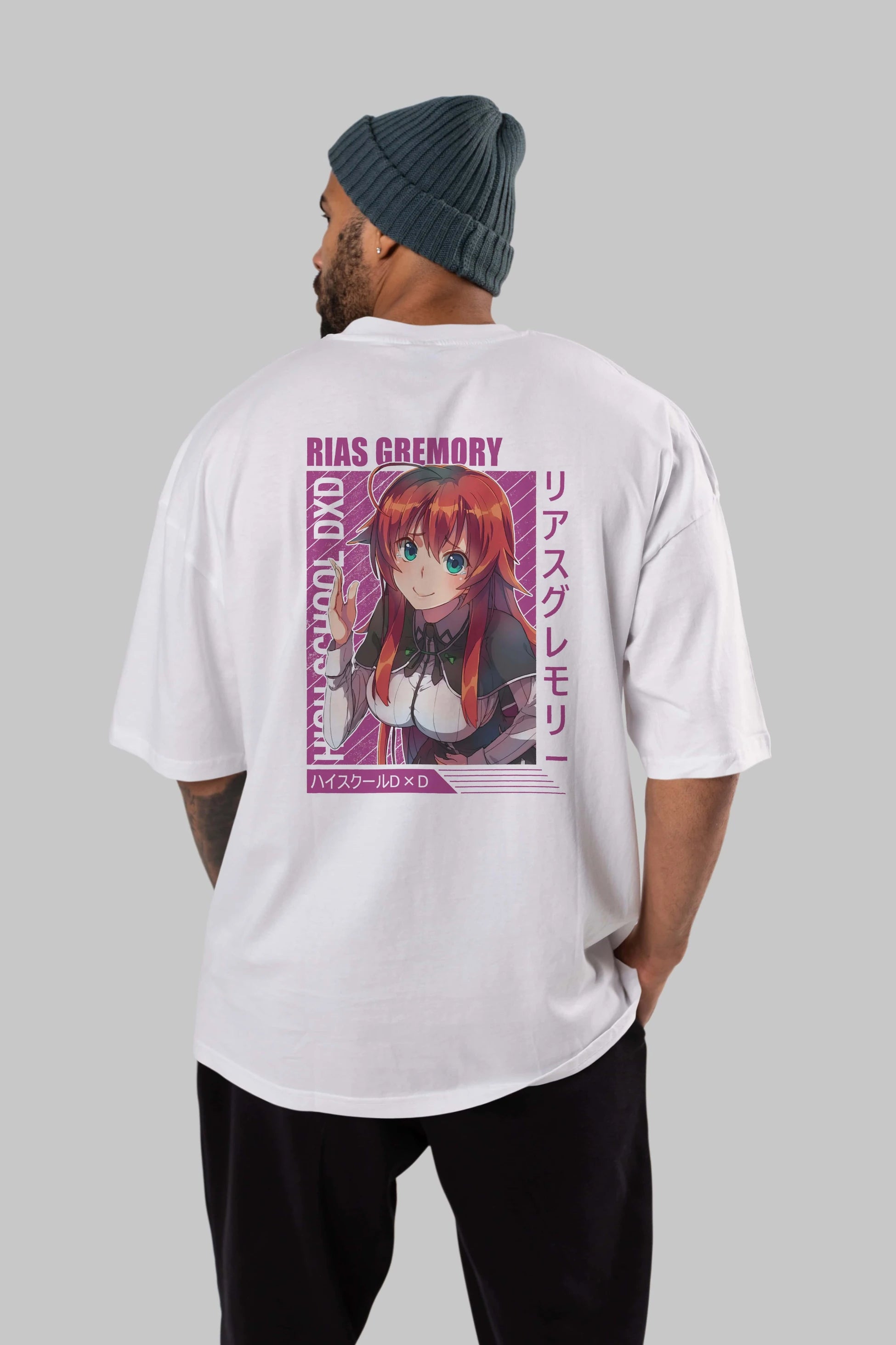 Rias Gremory 10 Anime Arka Baskılı Oversize t-shirt Erkek Kadın Unisex