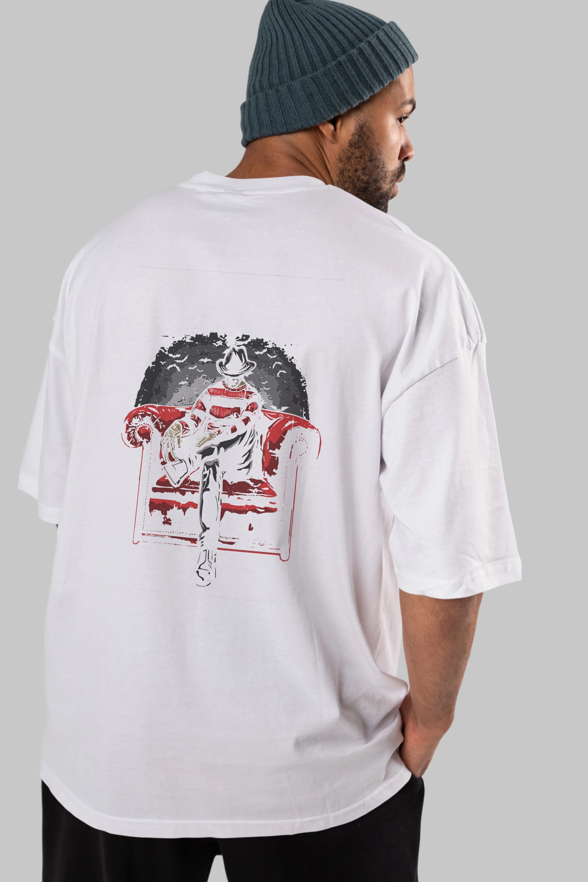 Nightmare Side Arka Baskılı Oversize t-shirt Erkek Kadın Unisex %100 Pamuk