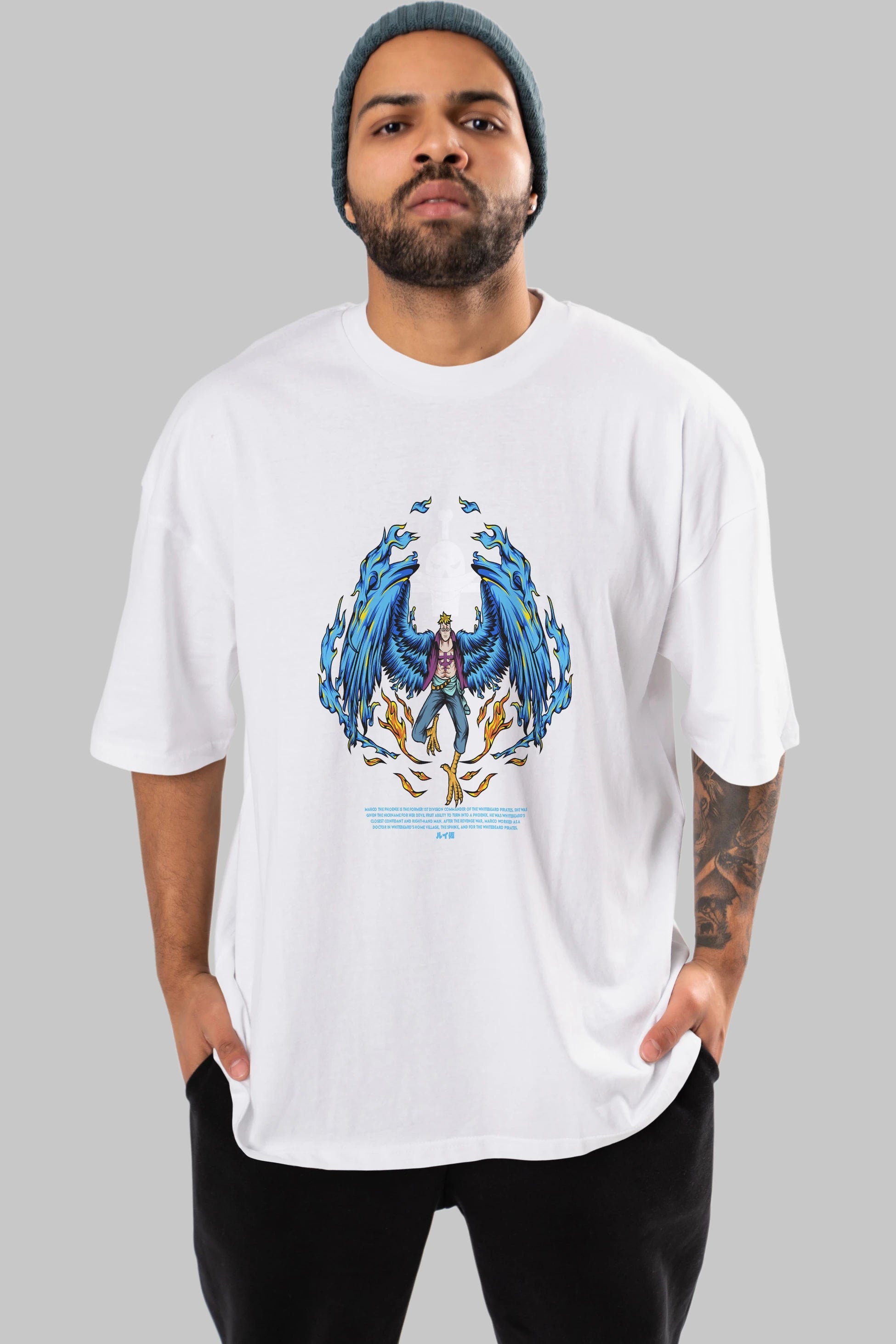 Marco Anime Ön Baskılı Oversize t-shirt %100 pamuk Erkek Kadın Unisex
