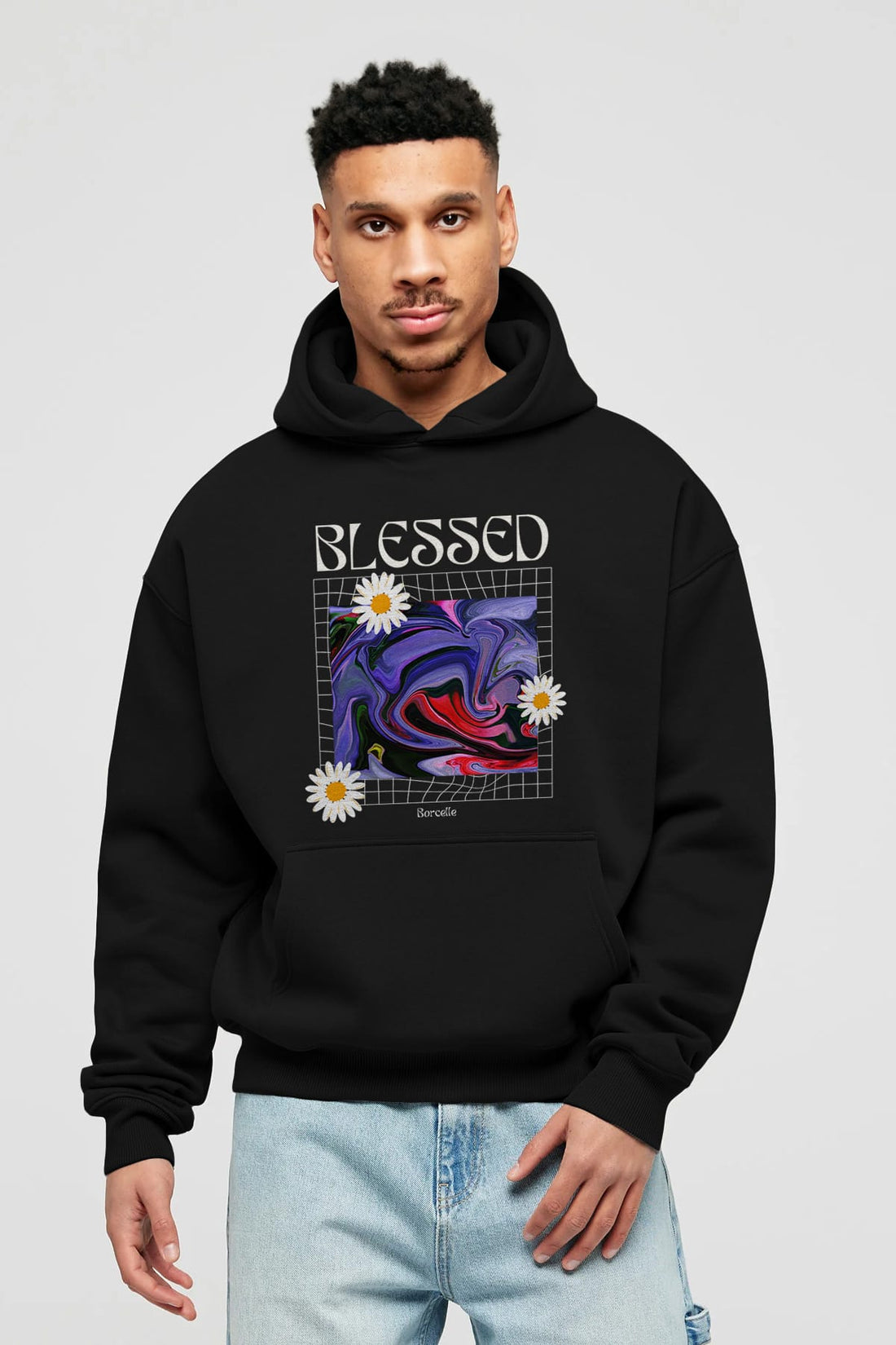 Blessed Ön Baskılı Oversize Hoodie Kapüşonlu Sweatshirt Erkek Kadın Unisex