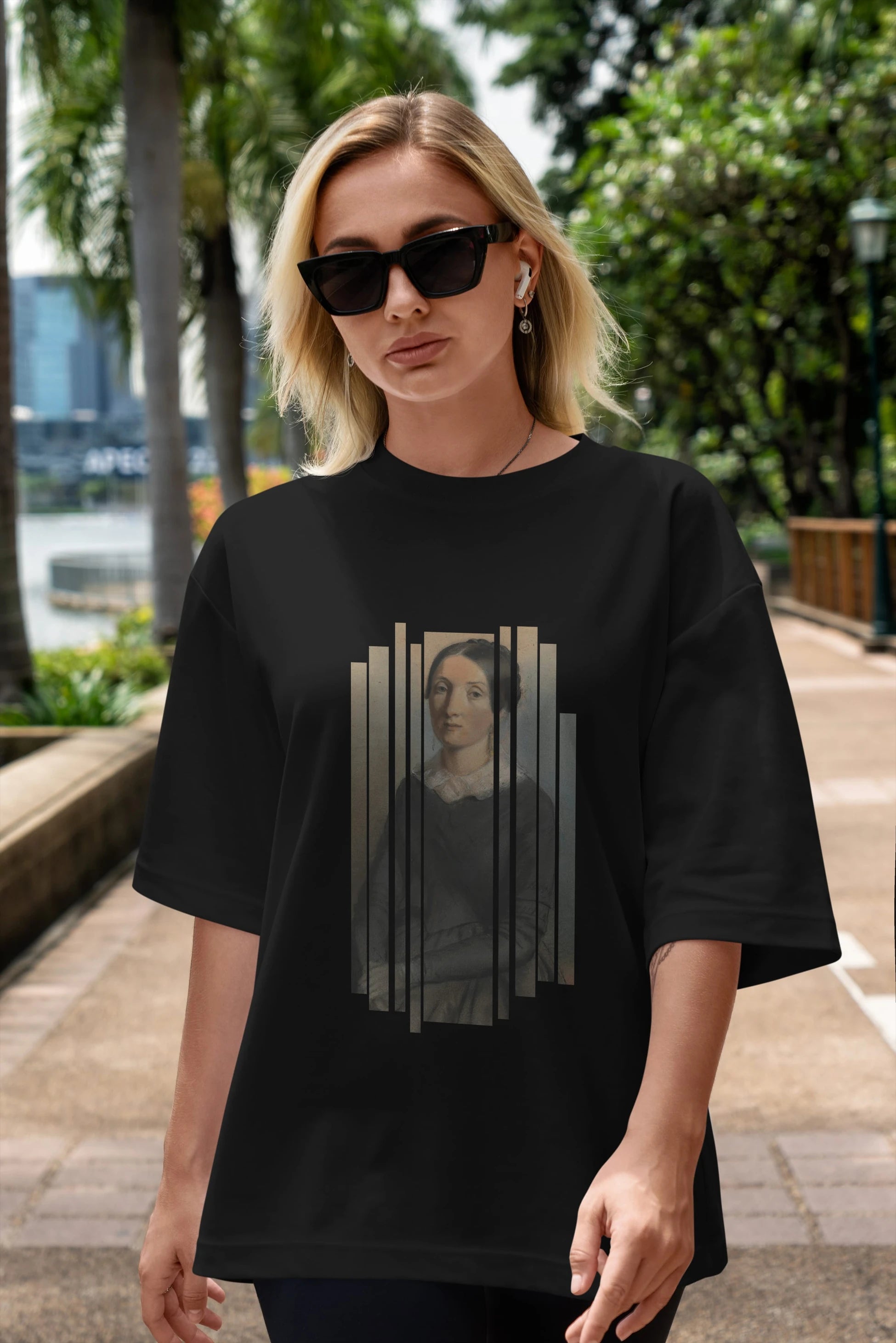 Retro Portre Ön Baskılı Oversize t-shirt Erkek Kadın Unisex