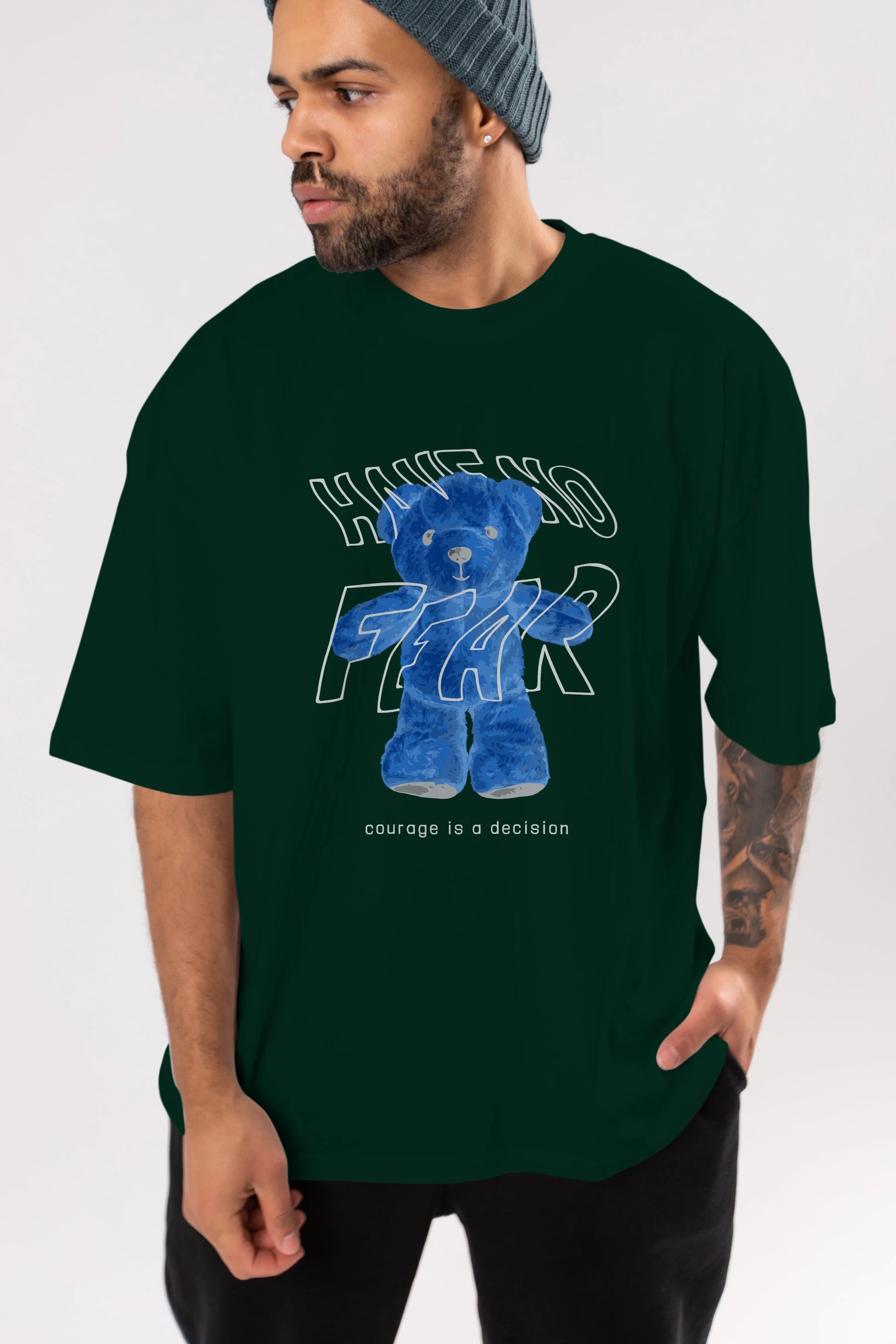 Have no Fear Bear Ön Baskılı Oversize t-shirt Erkek Kadın Unisex