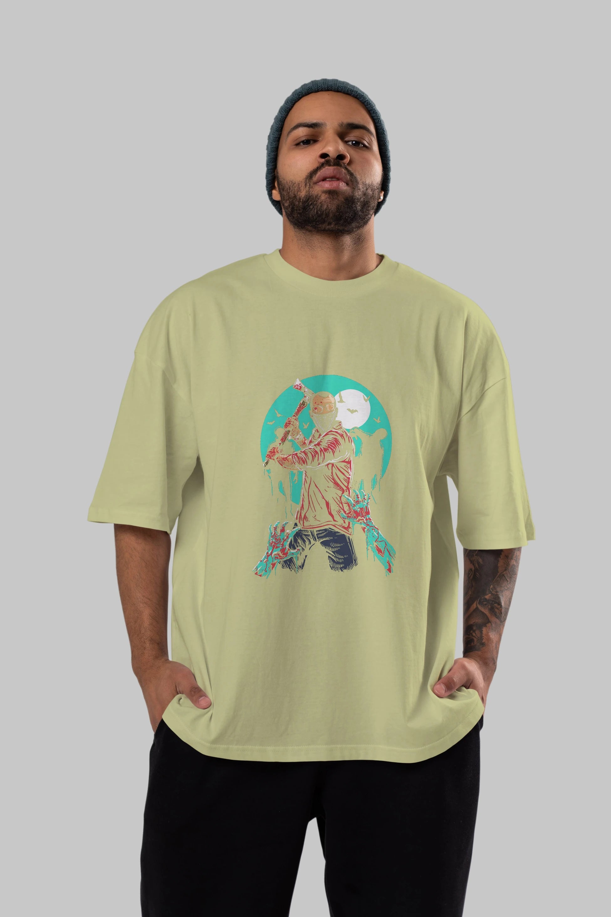 Zombie Killer Ön Baskılı Oversize t-shirt Erkek Kadın Unisex %100 Pamuk tişort