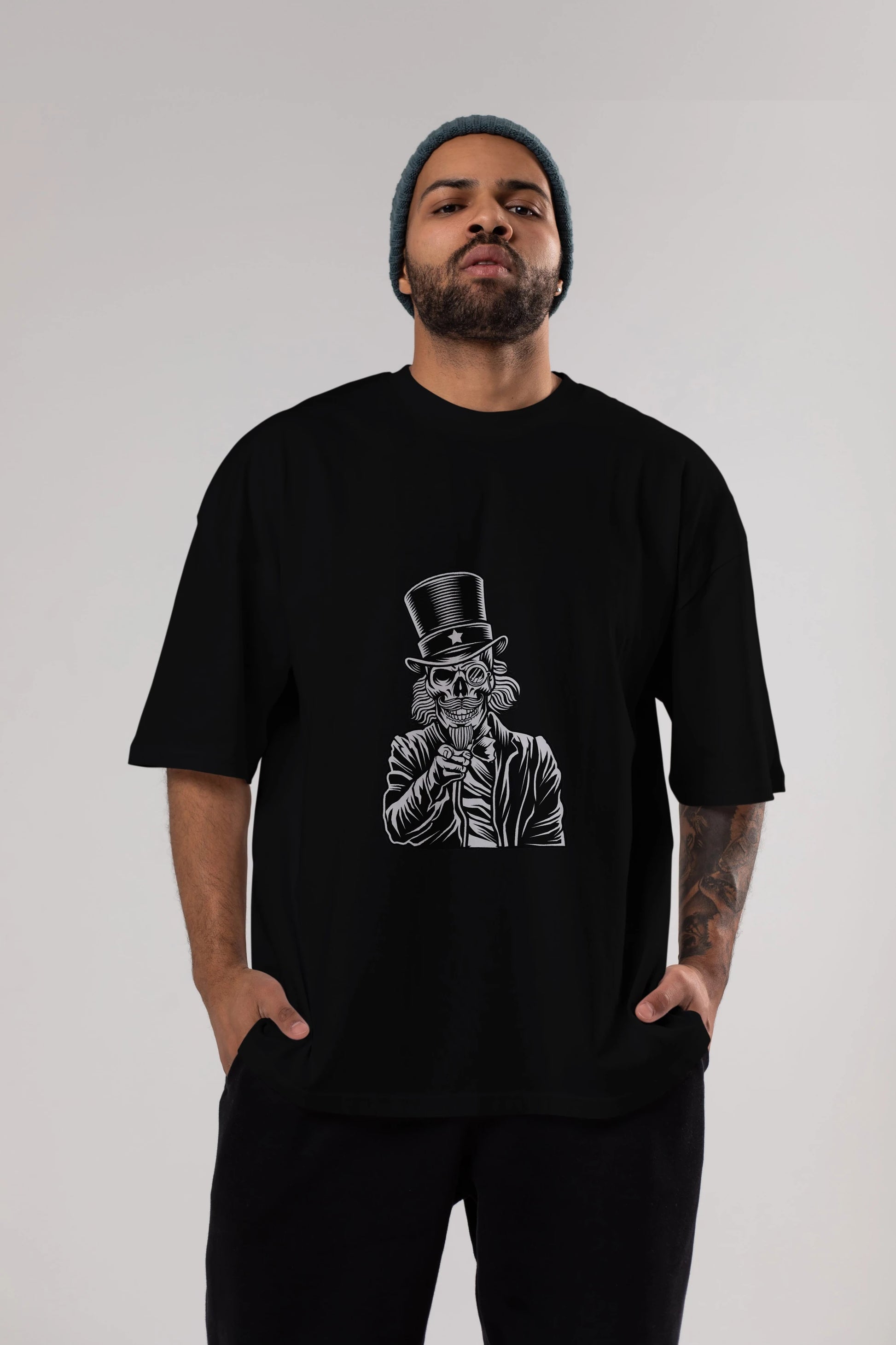 I Want You Skull Ön Baskılı Oversize t-shirt Erkek Kadın Unisex %100 Pamuk tişort