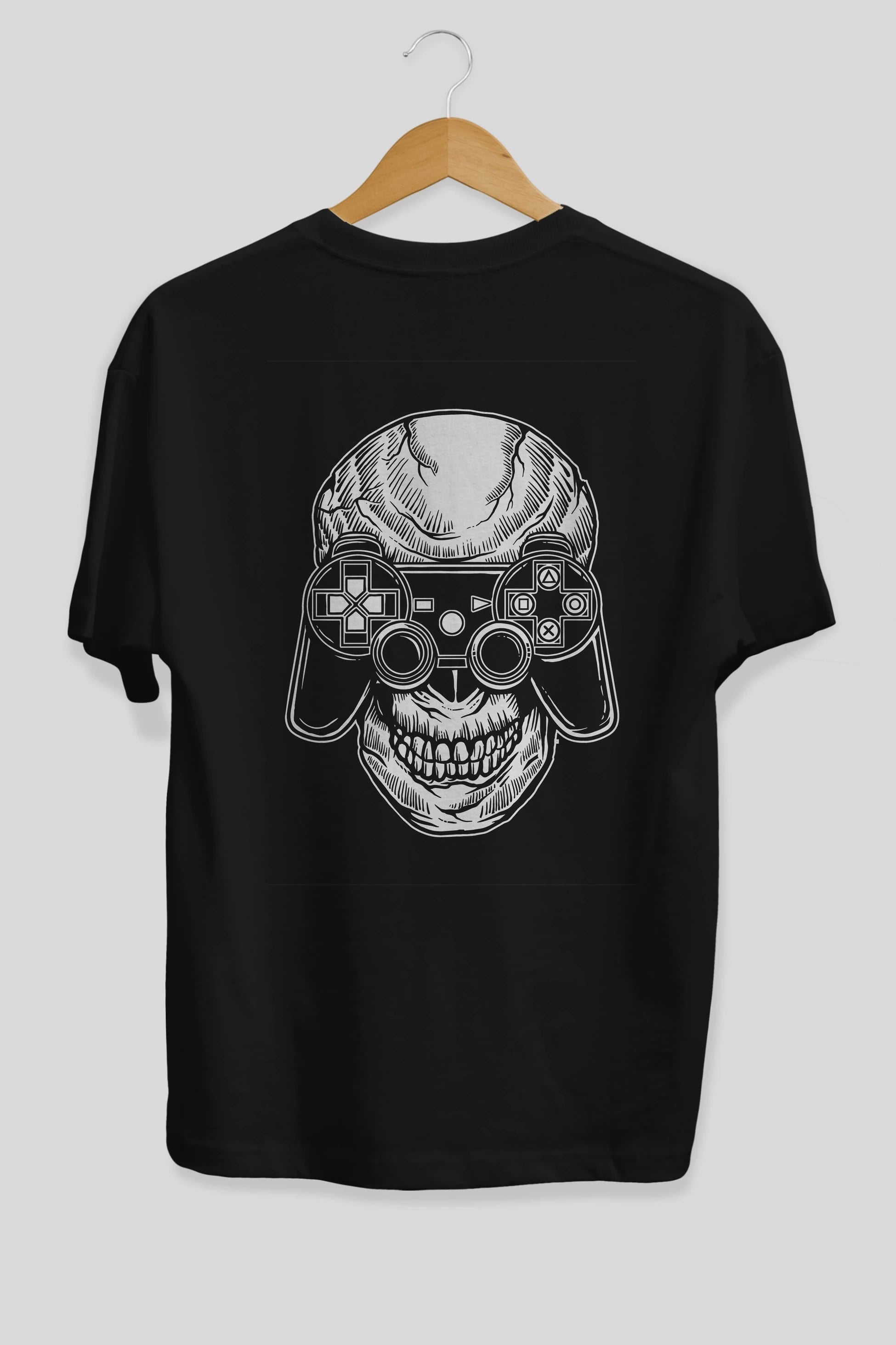 Skull Gamers Arka Baskılı Oversize t-shirt Erkek Kadın Unisex %100 Pamuk