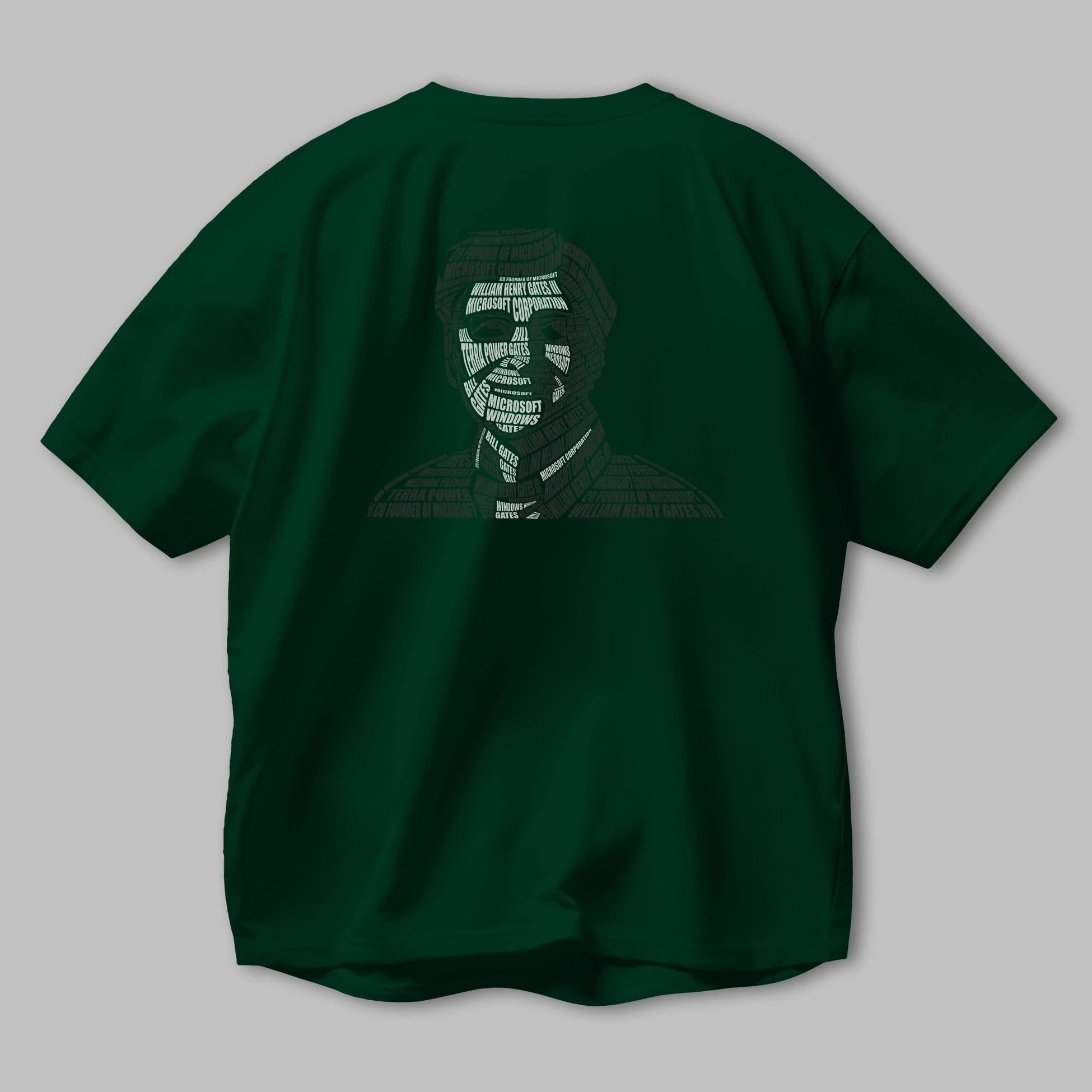 Bill Gates Calligram Arka Baskılı Oversize t-shirt %100 pamuk Erkek Kadın Unisex
