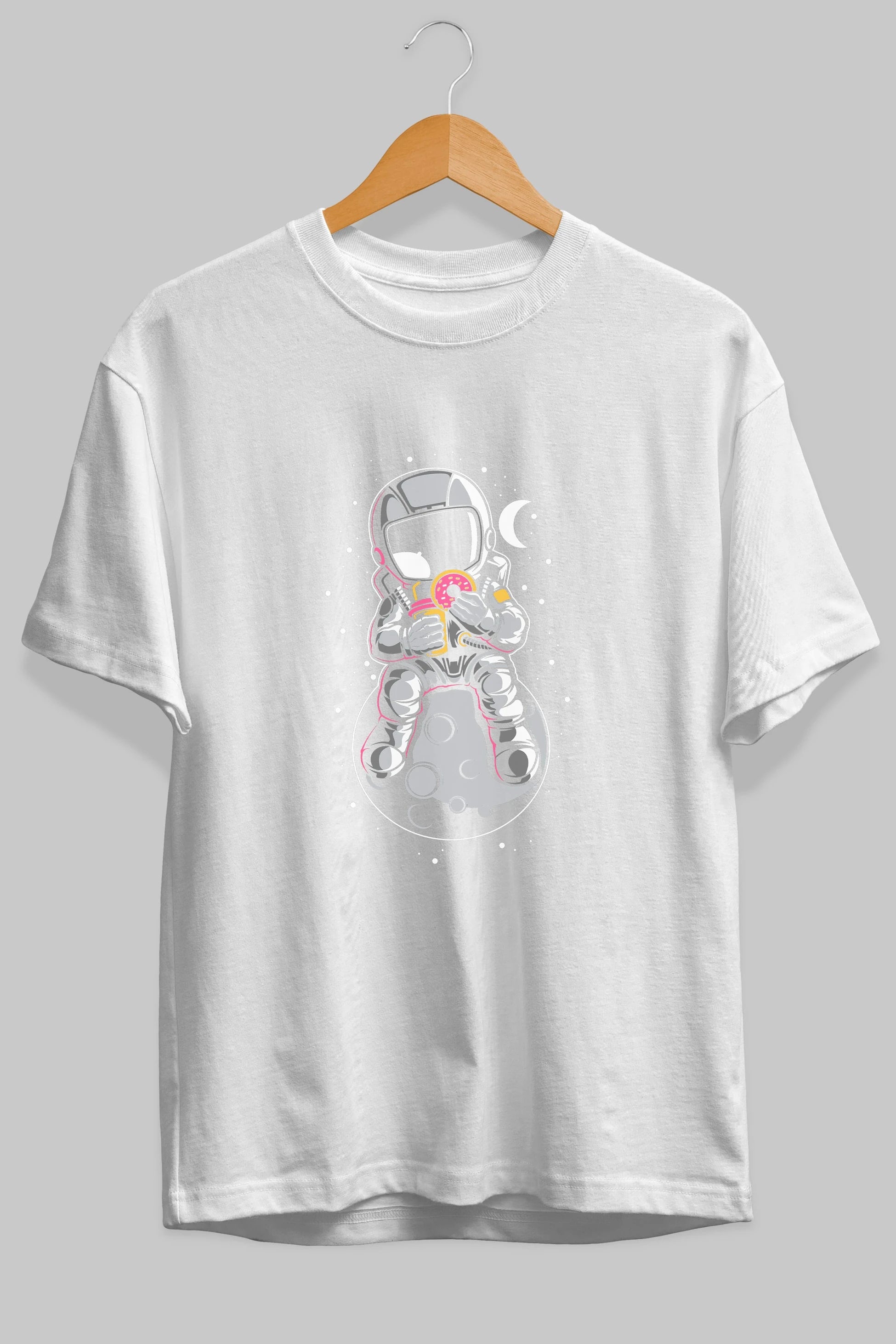 Astronaut Donuts Ön Baskılı Oversize t-shirt Erkek Kadın Unisex