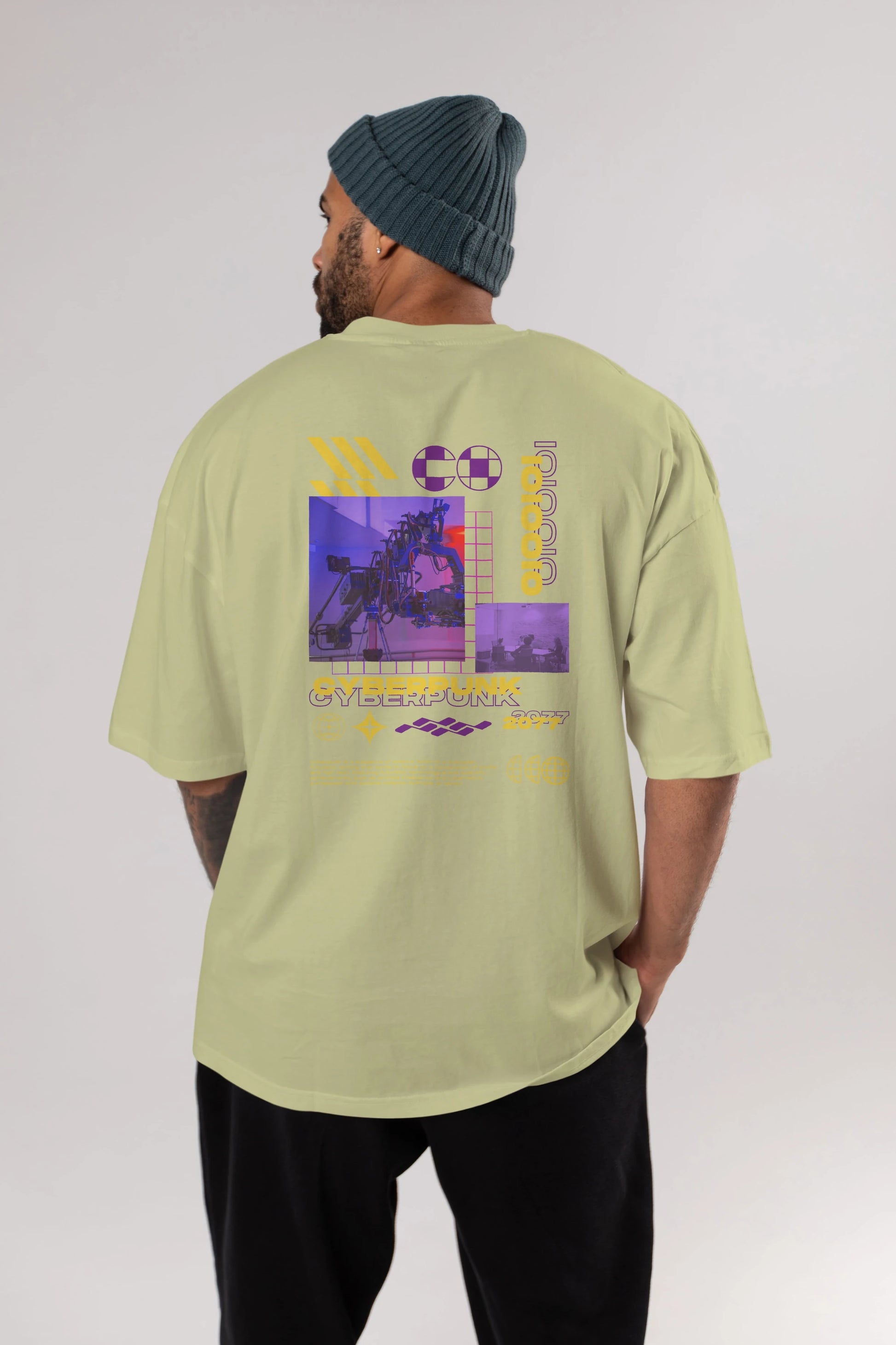Cyberpunk Yazılı Arka Baskılı Oversize t-shirt Erkek Kadın Unisex