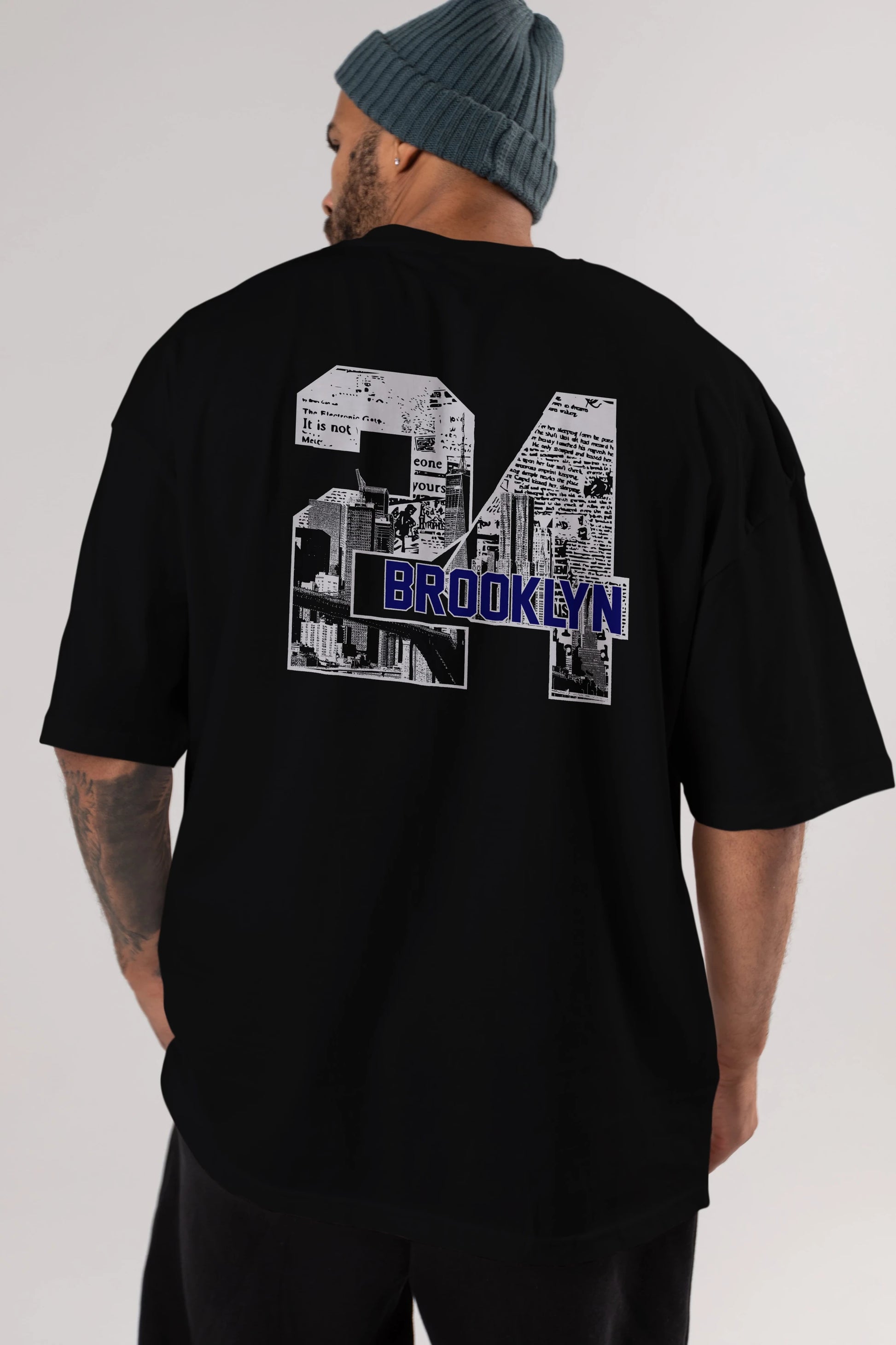 Brooklyn 24 Arka Baskılı Oversize t-shirt Erkek Kadın Unisex