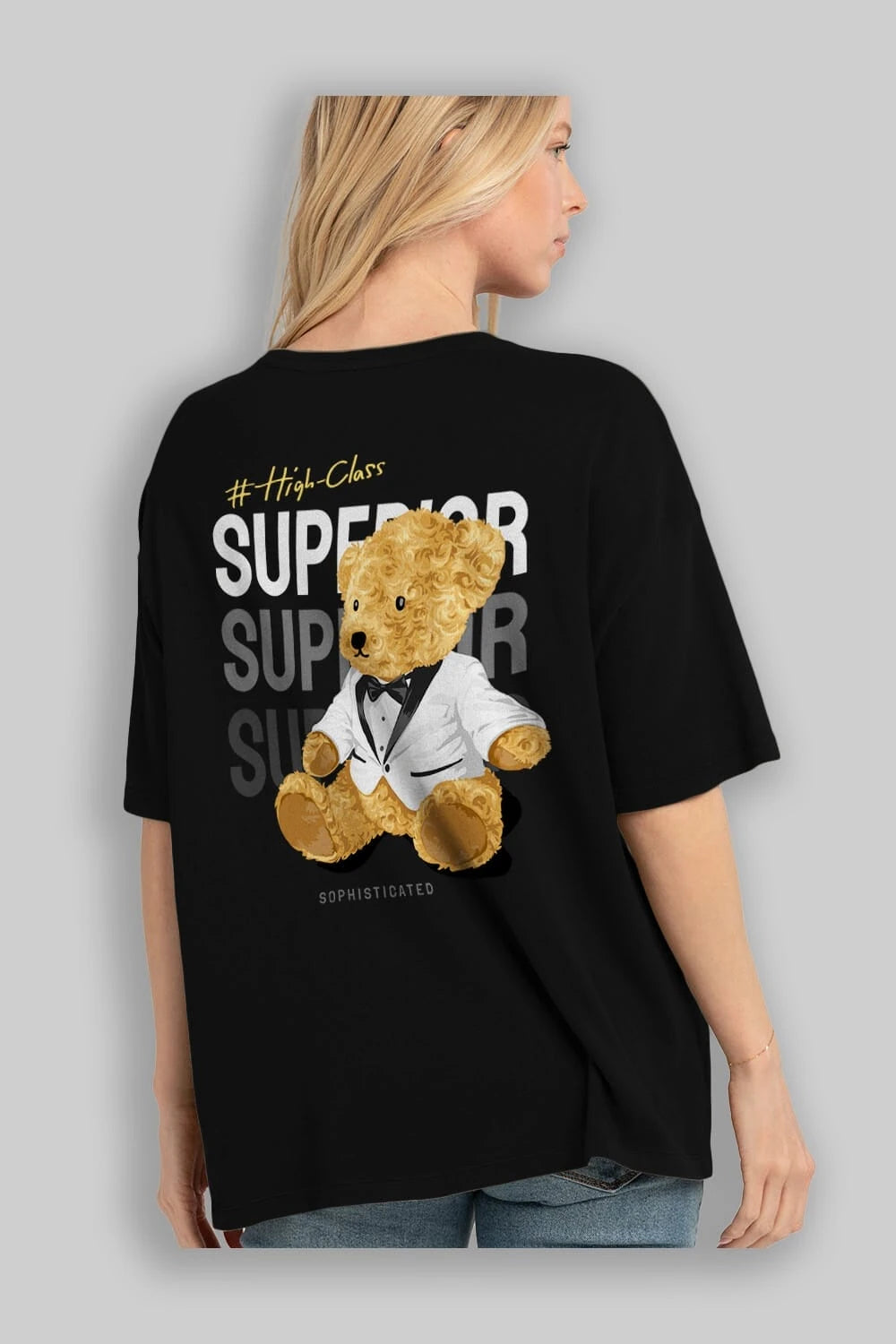 Teddy Bear Superior Arka Baskılı Oversize t-shirt Erkek Kadın Unisex %100 Pamuk