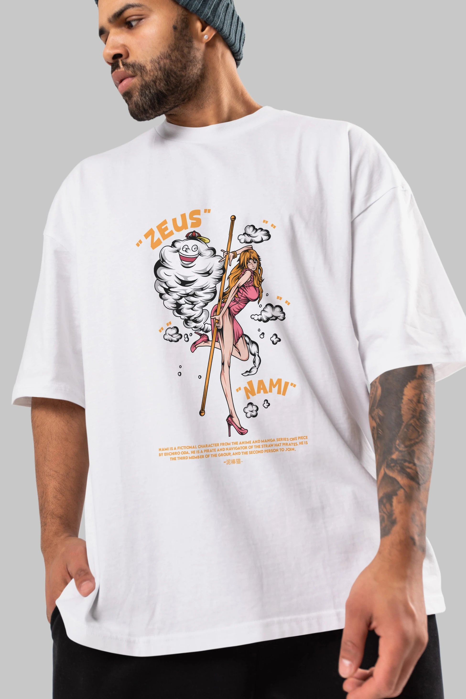 Zeus Nami Anime Ön Baskılı Oversize t-shirt %100 pamuk Erkek Kadın Unisex