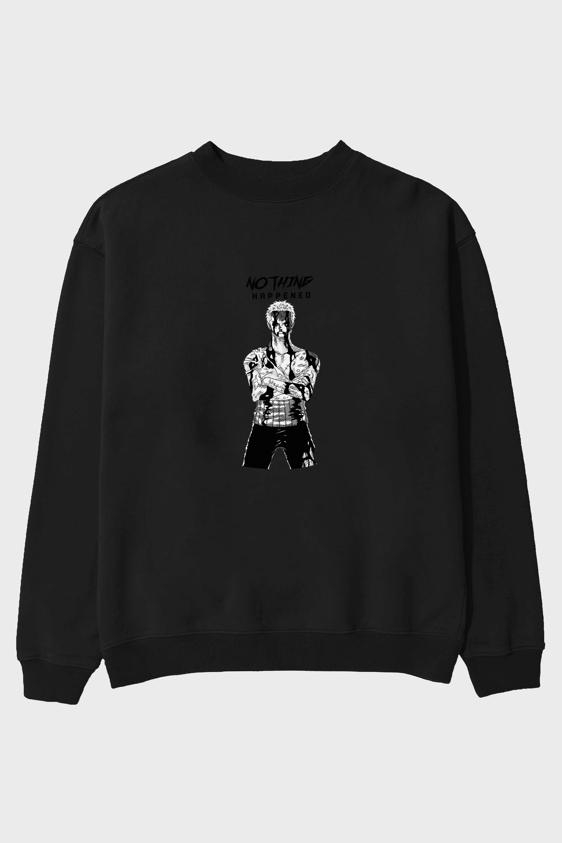Roronoa Zoro 3 Ön Baskılı Anime Oversize Sweatshirt Erkek Kadın Unisex