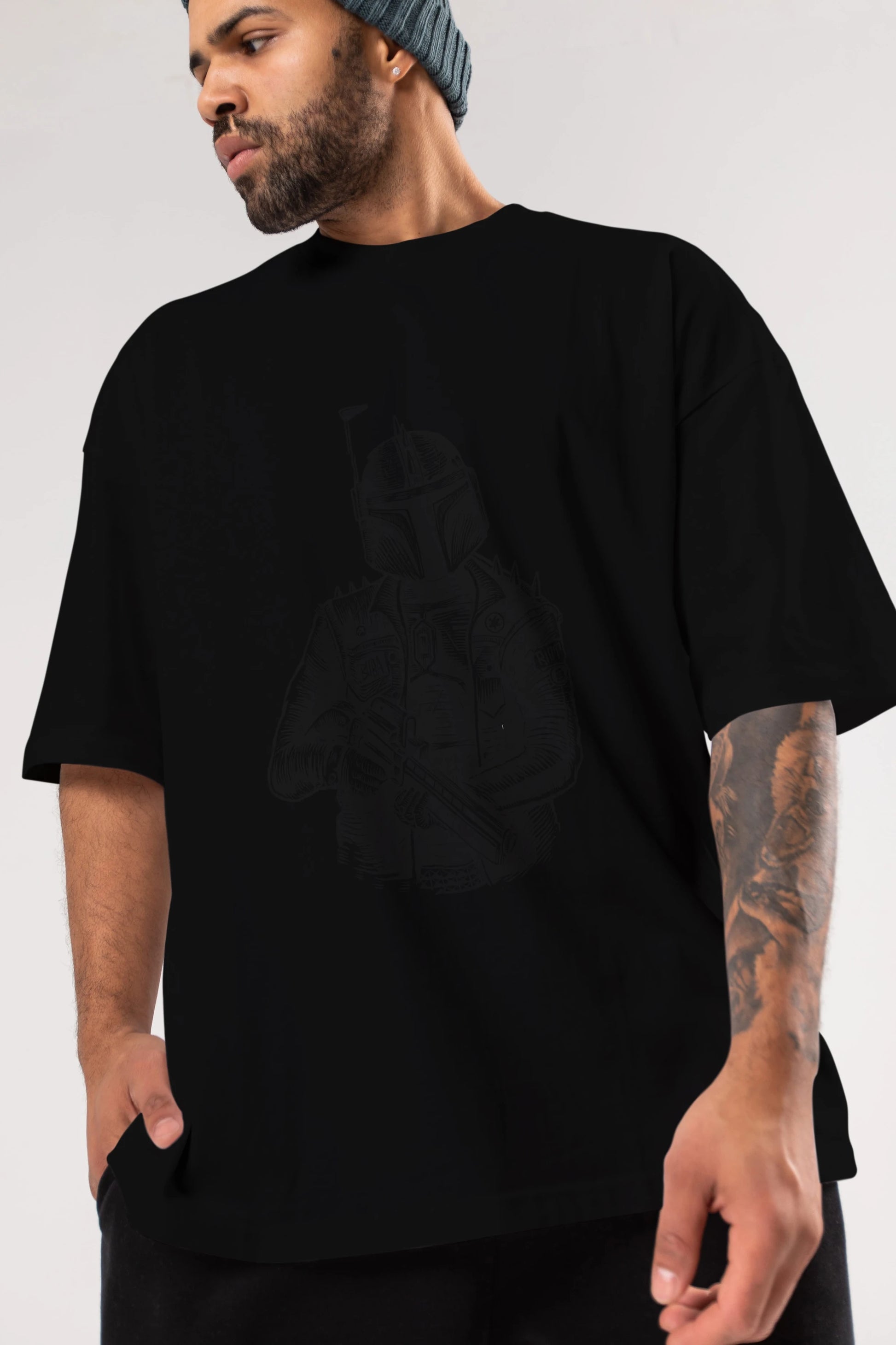Boba Punk Ön Baskılı Oversize t-shirt Erkek Kadın Unisex %100 Pamuk tişort