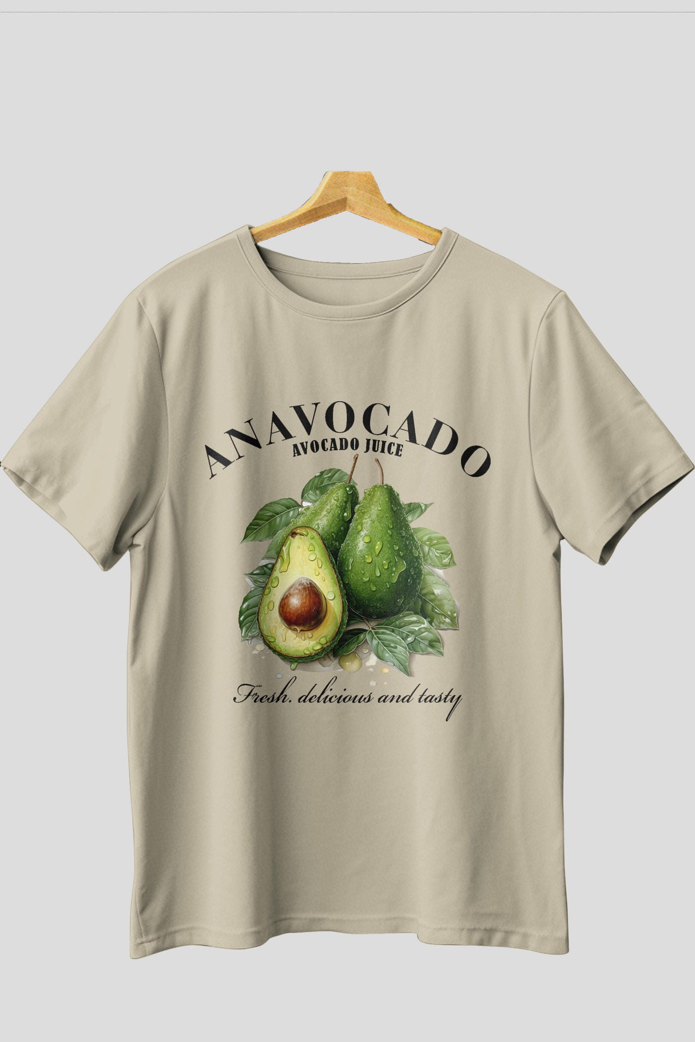 Avocado Avokado Ön Baskılı Oversize t-shirt Erkek Kadın Pamuk Bisiklet Yaka tişort