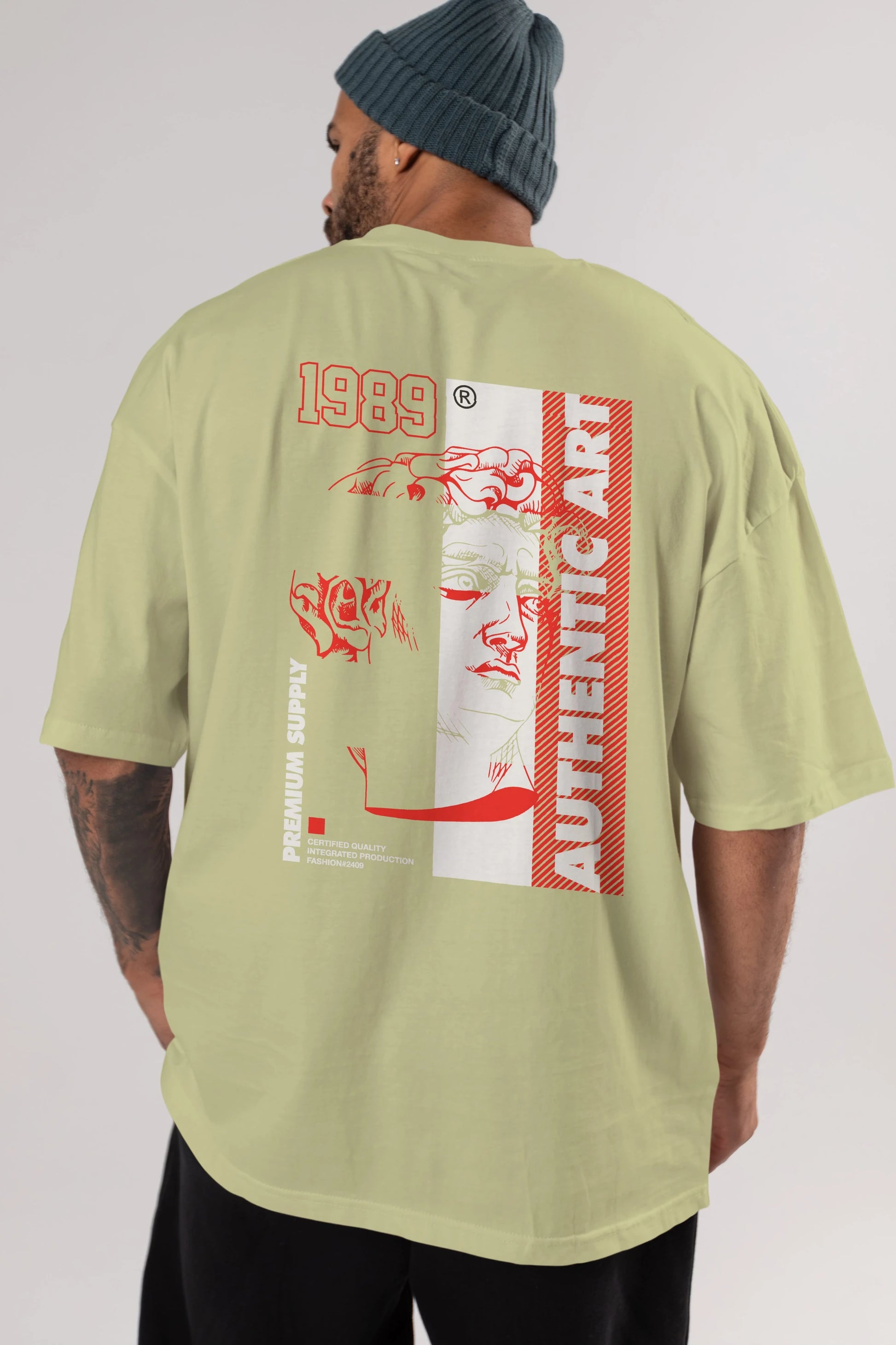 Authentic Art Arka Baskılı Oversize t-shirt Erkek Kadın Unisex