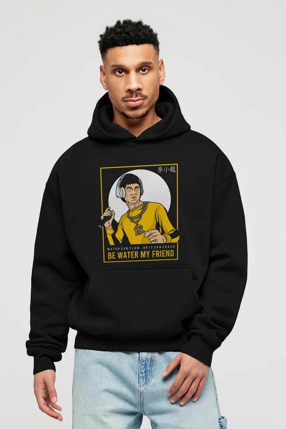 Bruce Lee Rapper Ön Baskılı Hoodie Oversize Kapüşonlu Sweatshirt Erkek Kadın Unisex