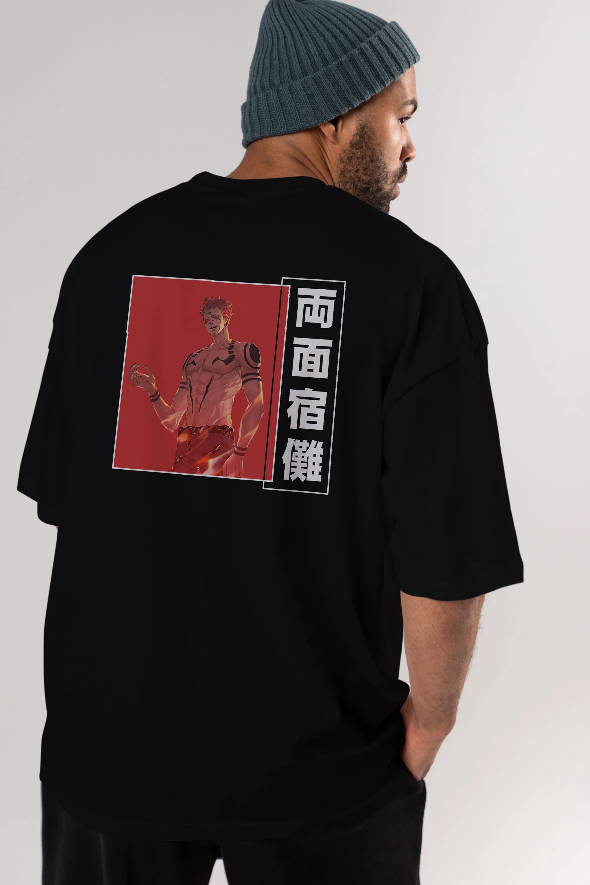 Sukuna Ryoumen 3 Anime Arka Baskılı Oversize t-shirt Erkek Kadın Unisex