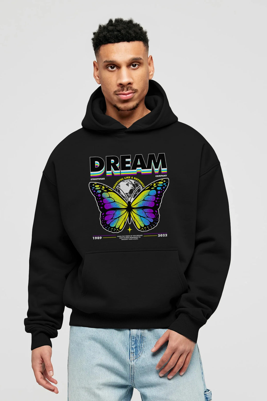 Dream Company Ön Baskılı Hoodie Oversize Kapüşonlu Sweatshirt Erkek Kadın Unisex