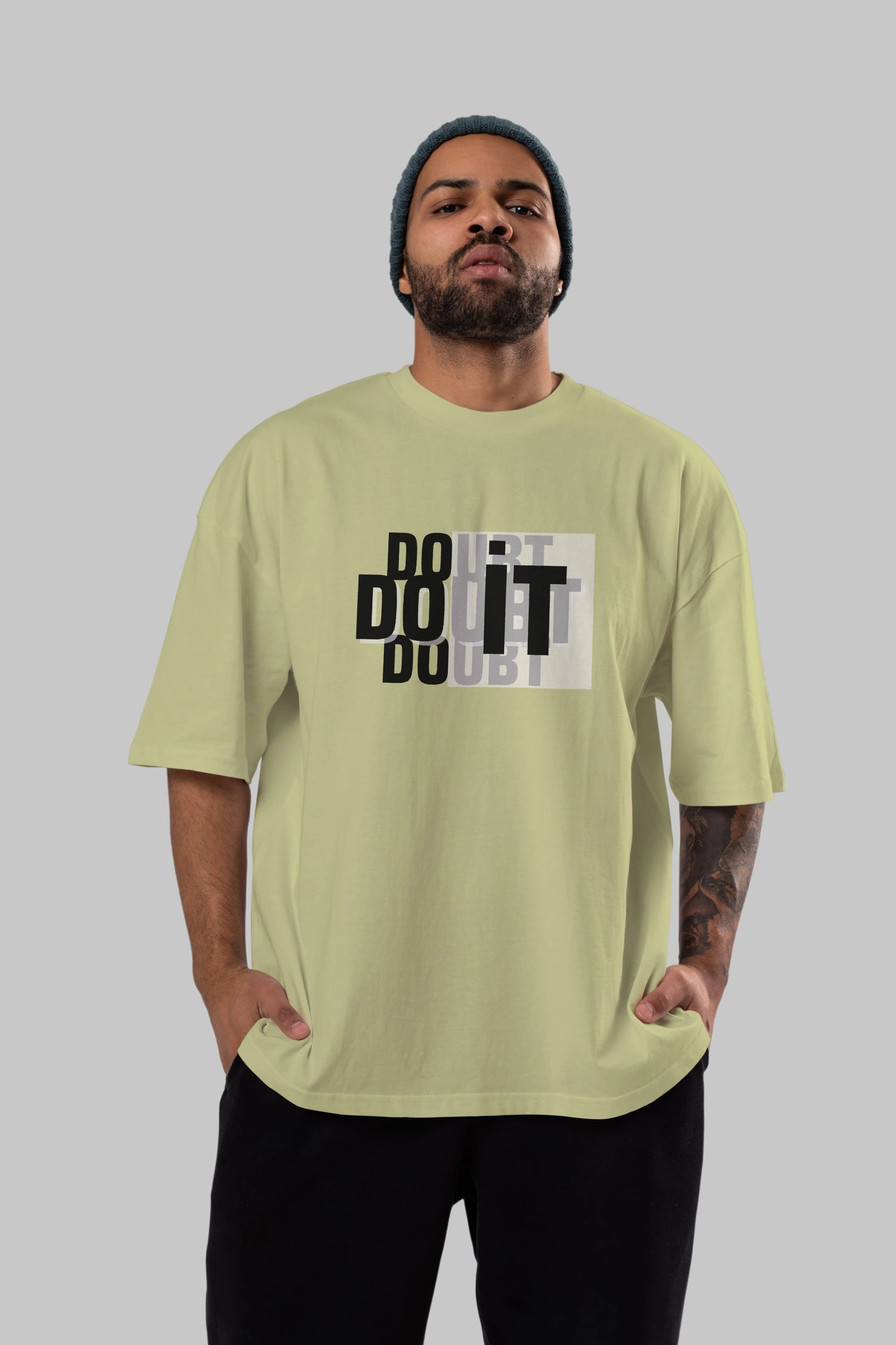 Do it Yazılı Ön Baskılı Oversize t-shirt Erkek Kadın Unisex