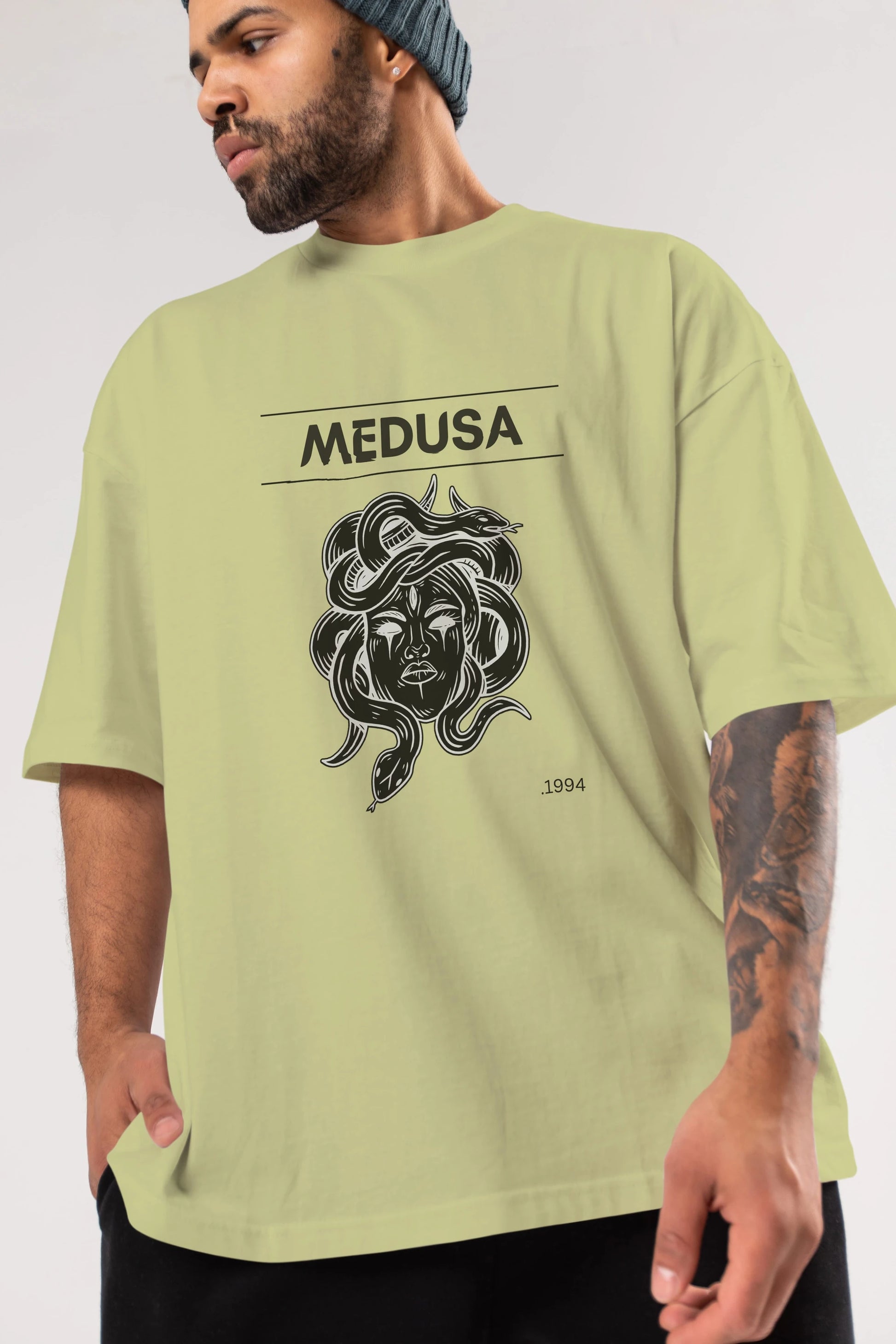 Medusa Ön Baskılı Oversize t-shirt Erkek Kadın Unisex