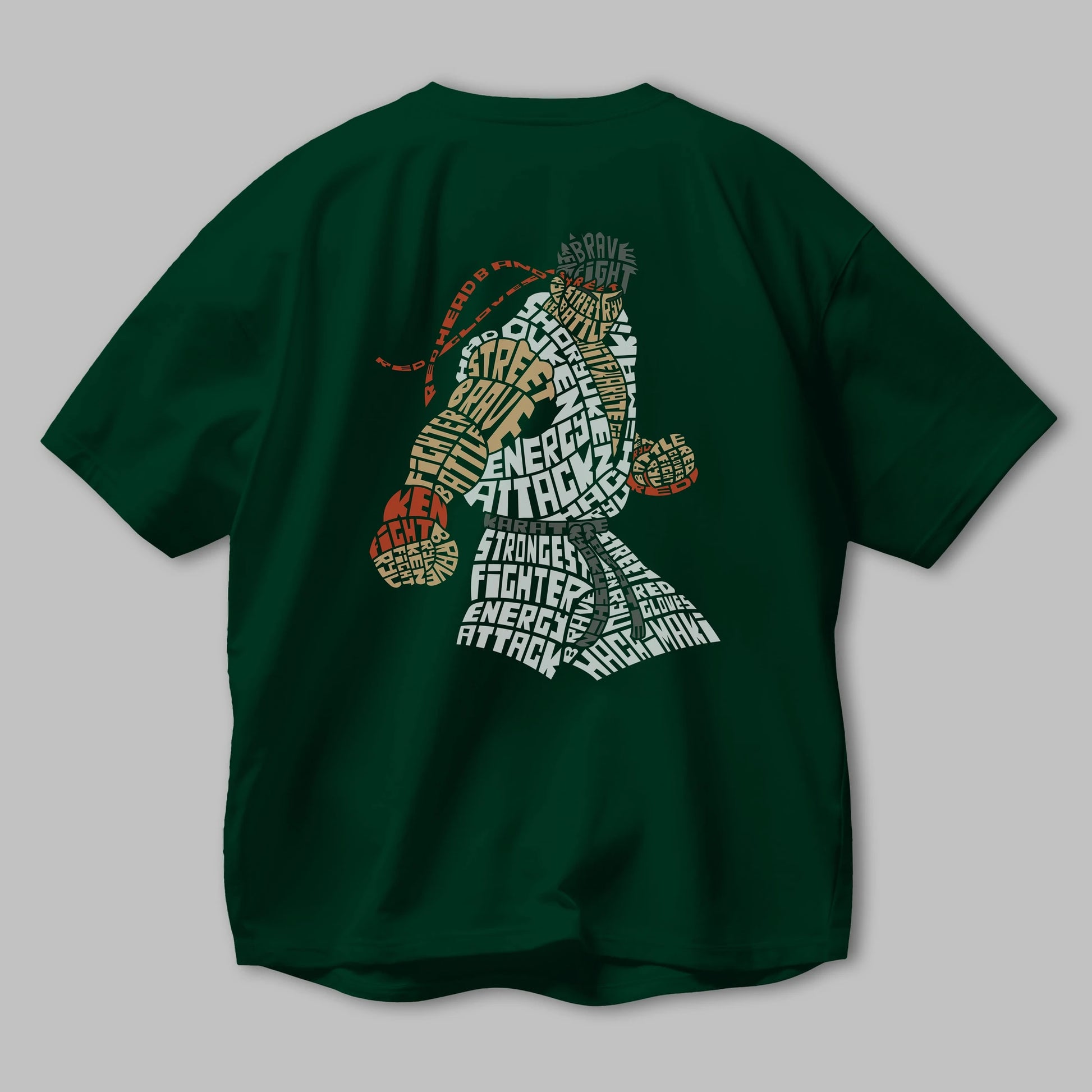 Hadouken Arka Baskılı Oversize t-shirt %100 pamuk Erkek Kadın Unisex