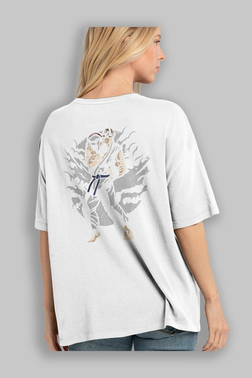 RYU Arka Baskılı Oversize t-shirt Erkek Kadın Unisex %100 Pamuk