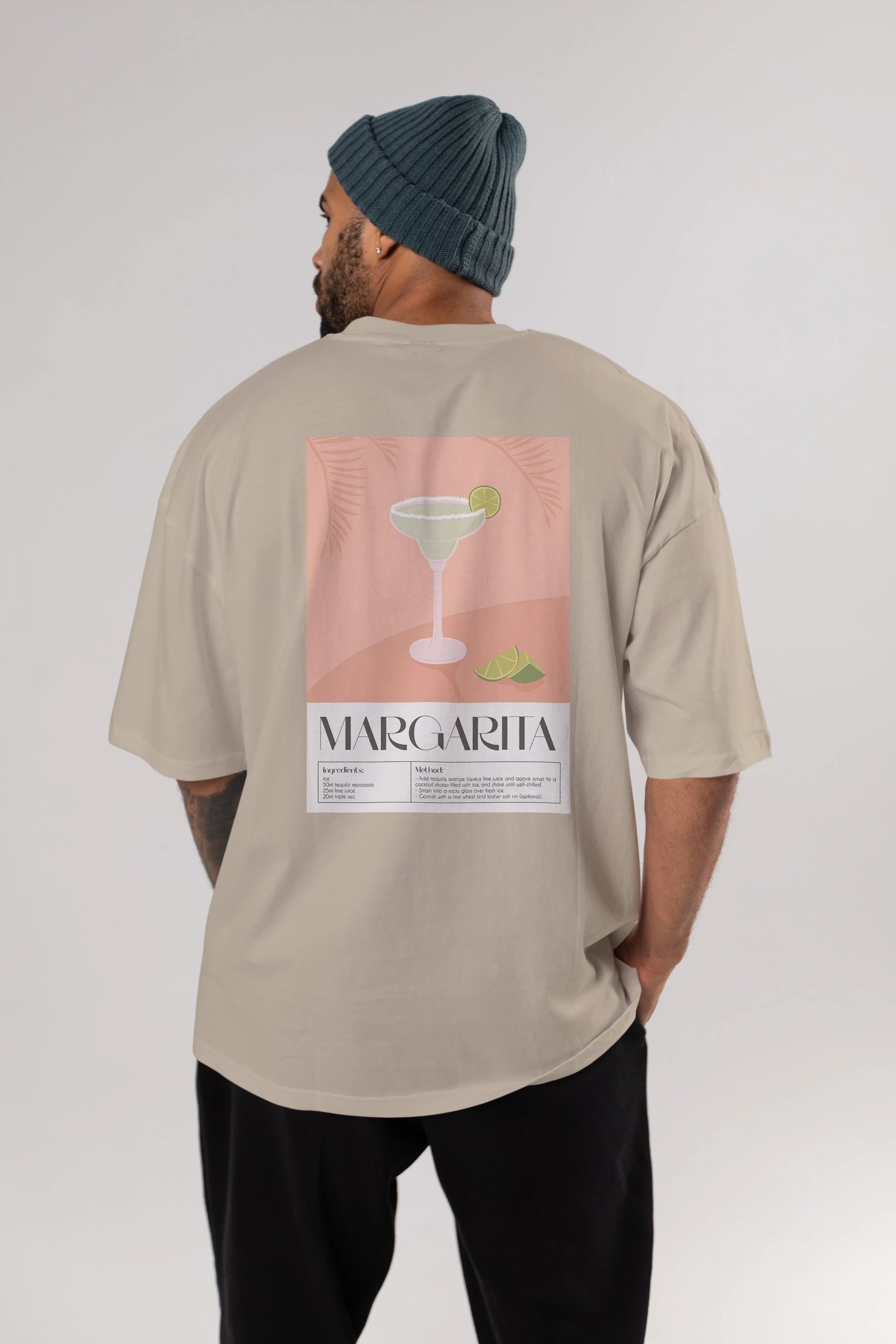 Margarita 5 Arka Baskılı Oversize t-shirt Erkek Kadın Unisex %100 Pamuk Bisiklet Yaka tişort