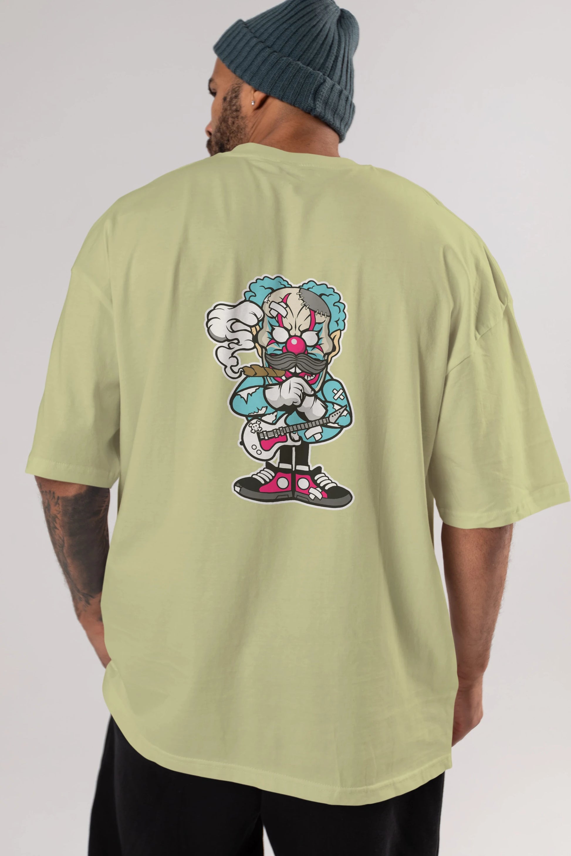 Clown Monster Arka Baskılı Oversize t-shirt Erkek Kadın Unisex %100 Pamuk tişort
