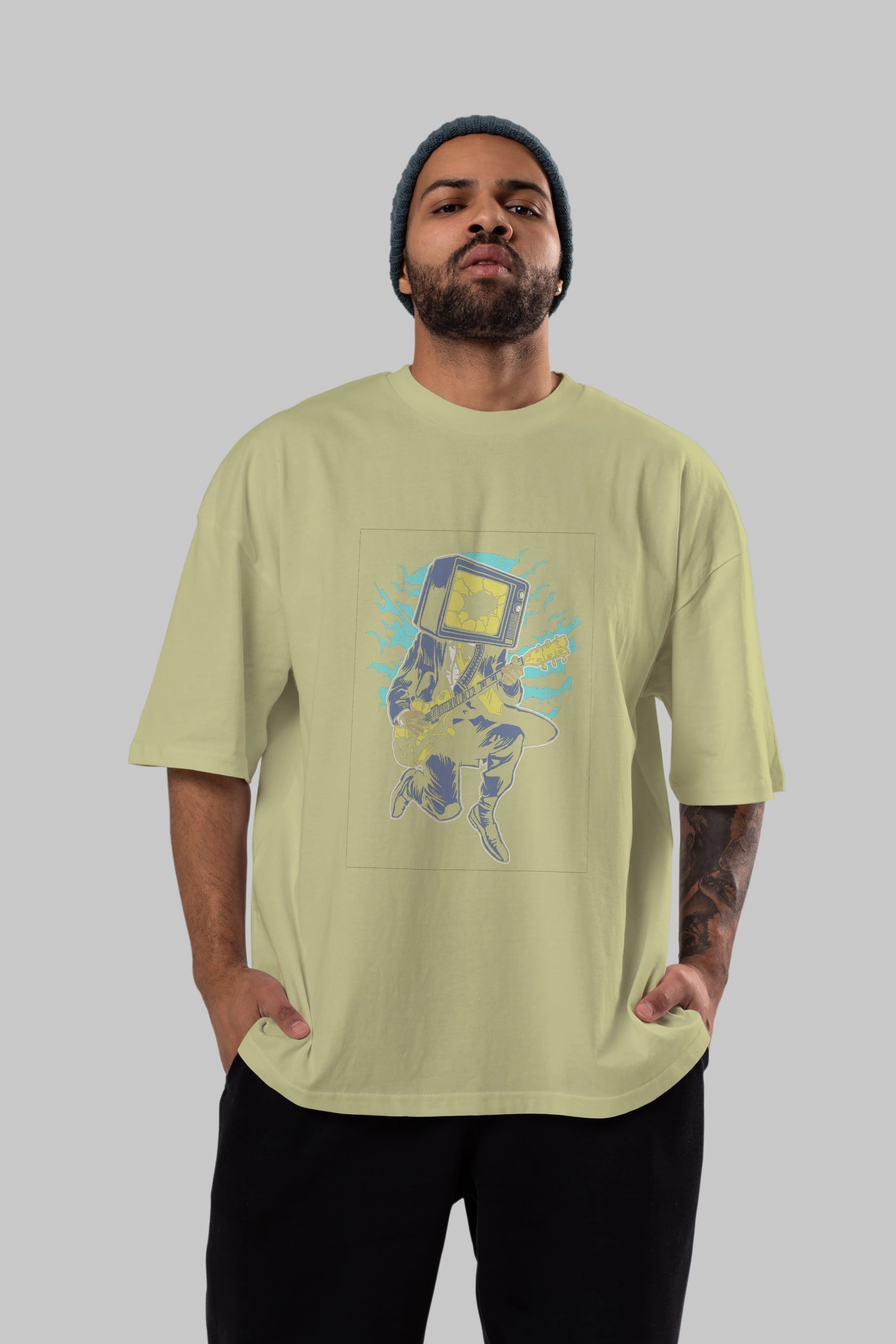 Death Rock Ön Baskılı Oversize t-shirt Erkek Kadın Unisex %100 Pamuk tişort