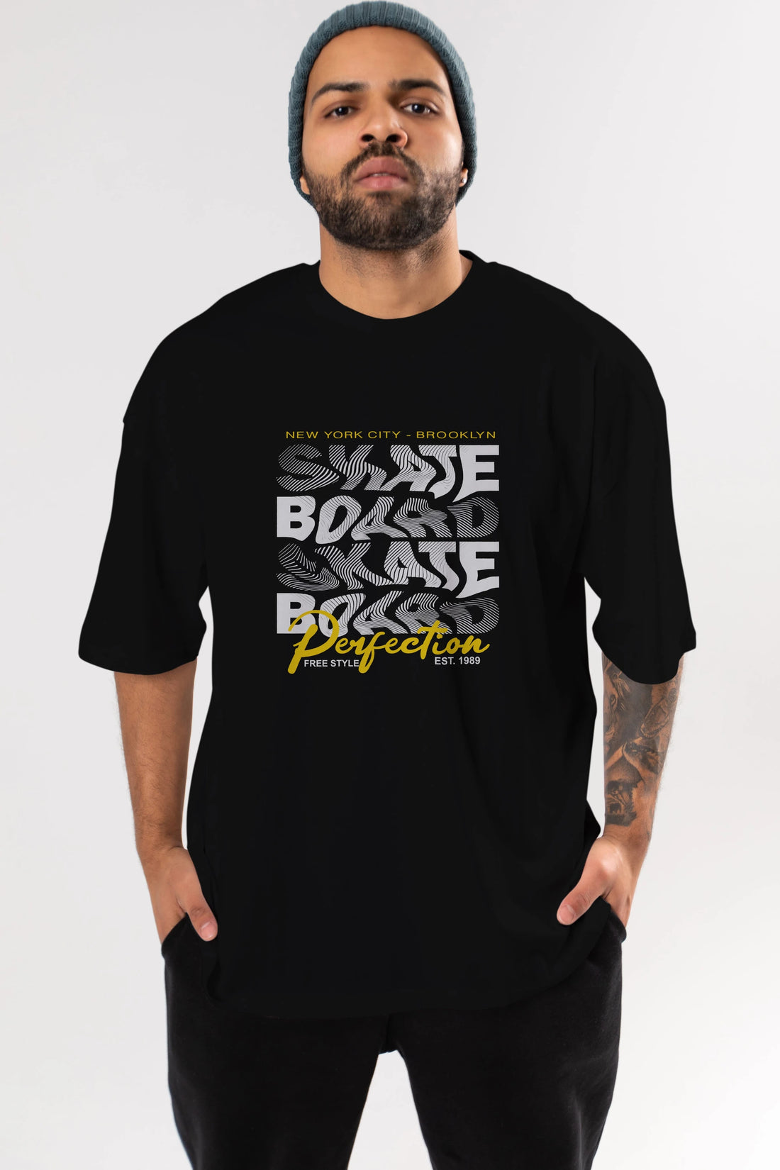 New York City and Brooklyn Ön Baskılı Oversize t-shirt Erkek Kadın Unisex