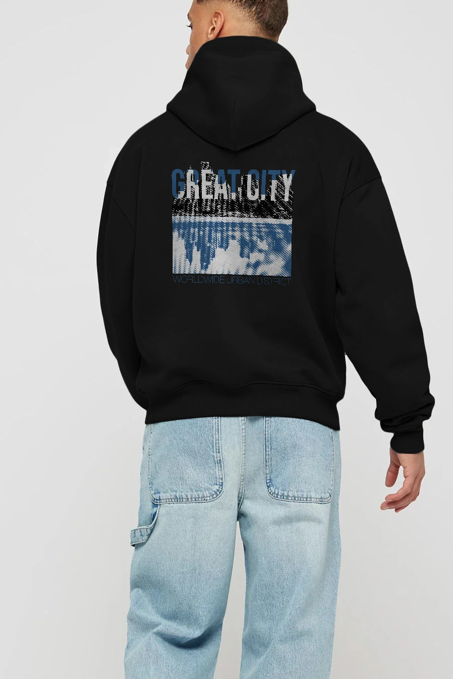 Great City Arka Baskılı Hoodie Oversize Kapüşonlu Sweatshirt Erkek Kadın Unisex