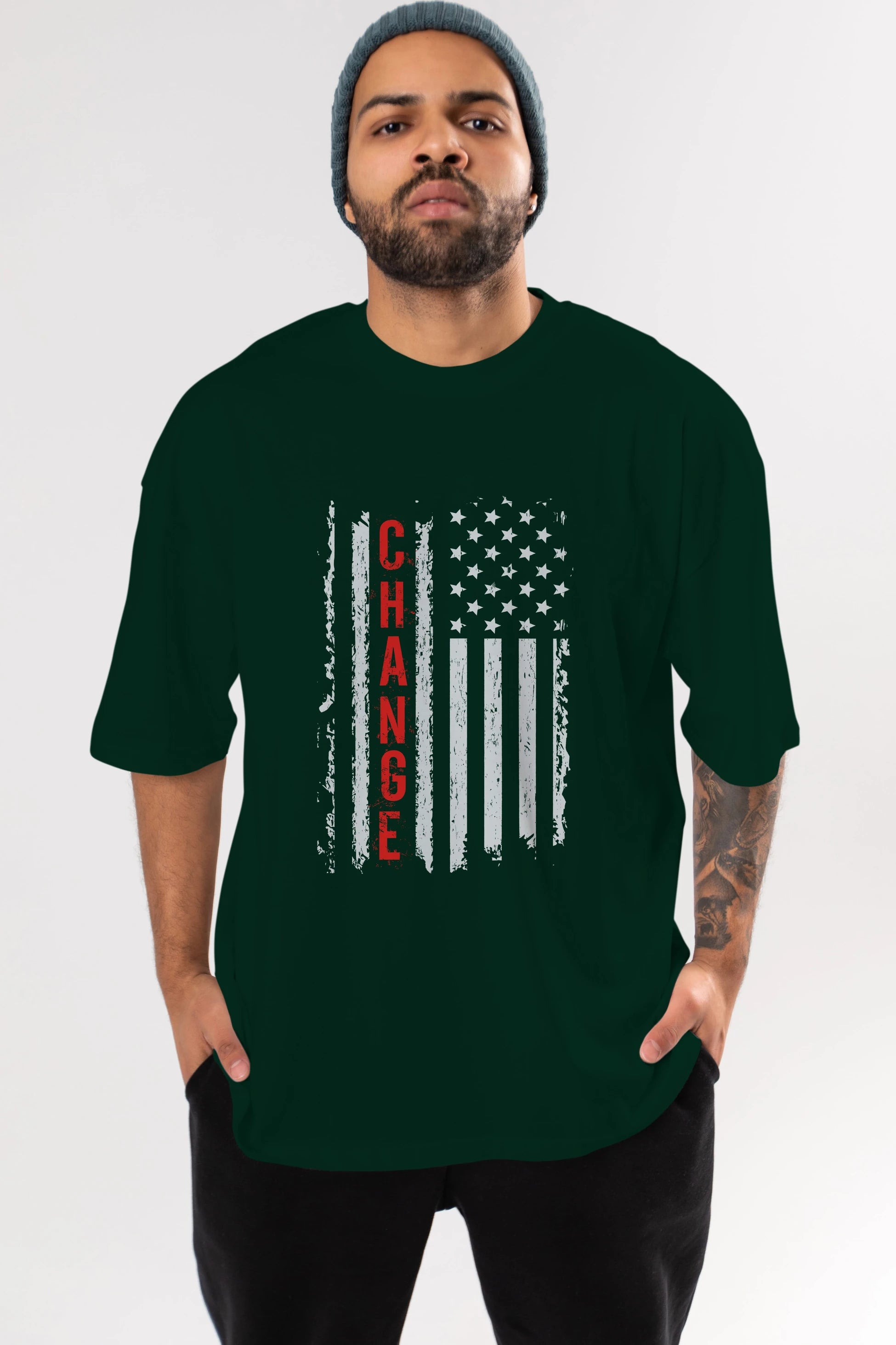 Change Ön Baskılı Oversize t-shirt Erkek Kadın Unisex