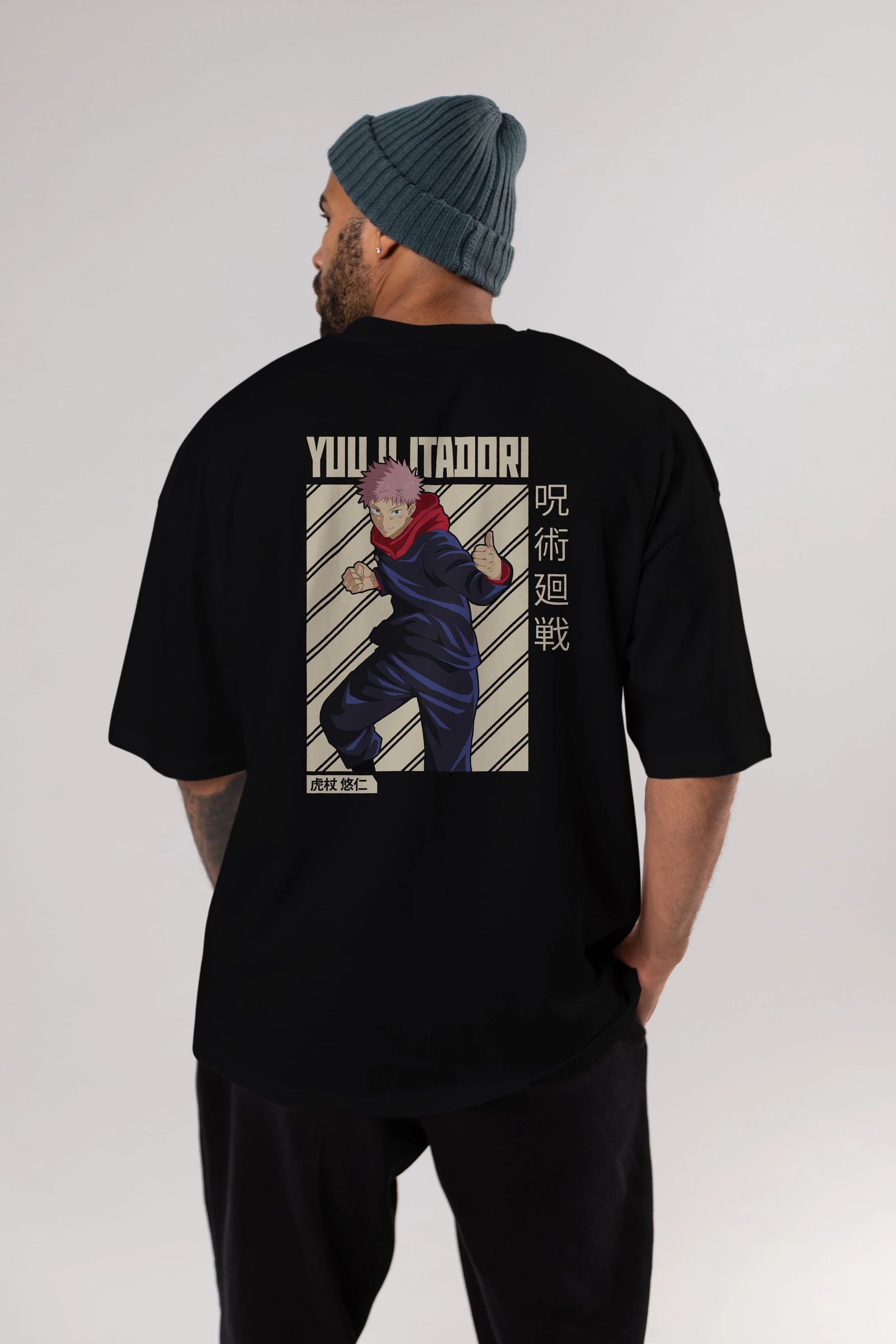 Yuuji Itadori 1 Anime Arka Baskılı Oversize t-shirt Erkek Kadın Unisex