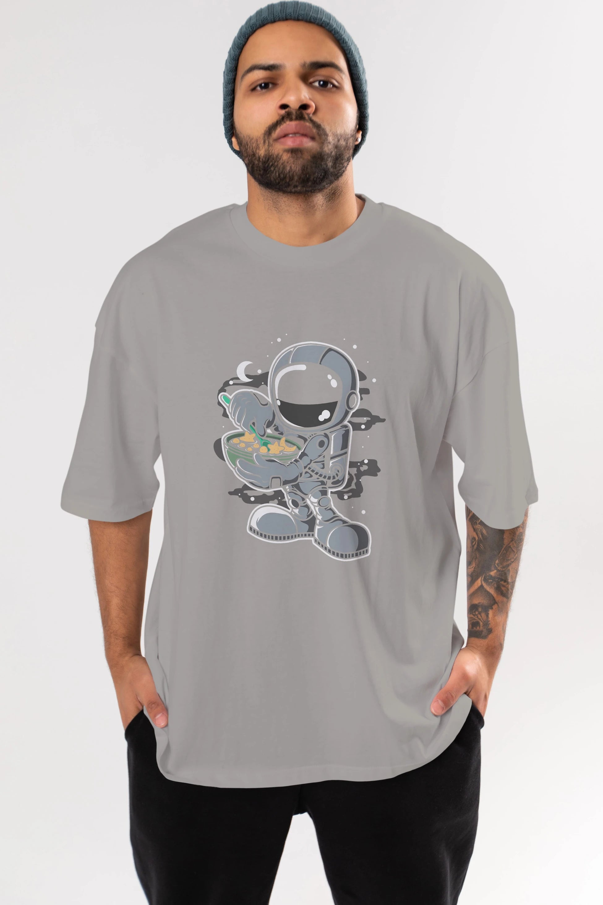 Astronaut Star Flakes Ön Baskılı Oversize t-shirt Erkek Kadın Unisex