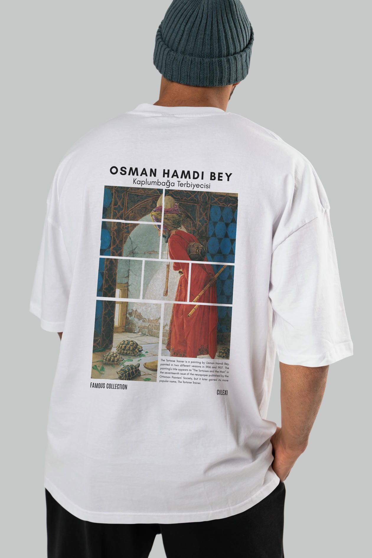 Osman Hamdi Bey Arka Baskılı Oversize t-shirt Erkek Kadın Bisiklet Yaka Pamuk tişort