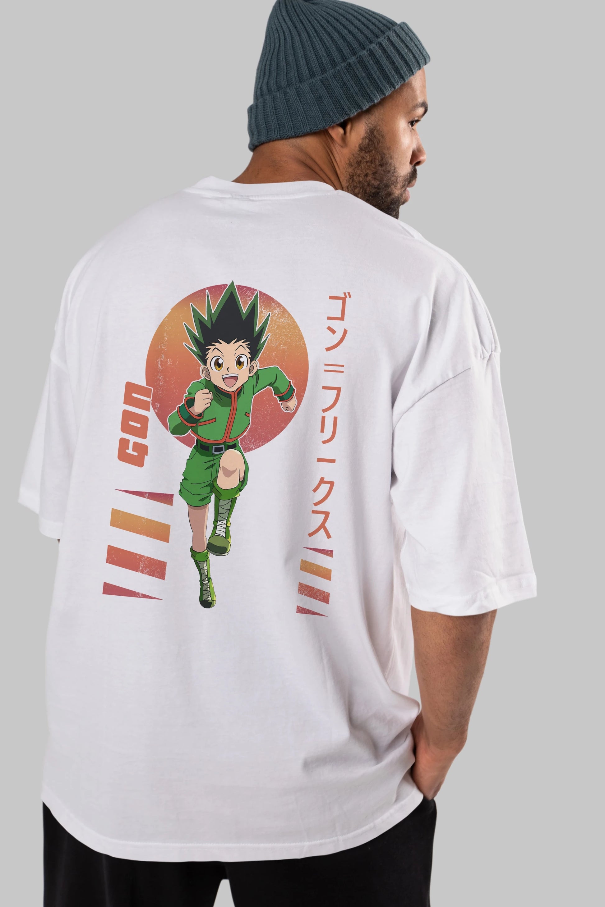 Gon Freecss HUNTER X HUNTER 2 Anime Arka Baskılı Oversize t-shirt Erkek Kadın Unisex