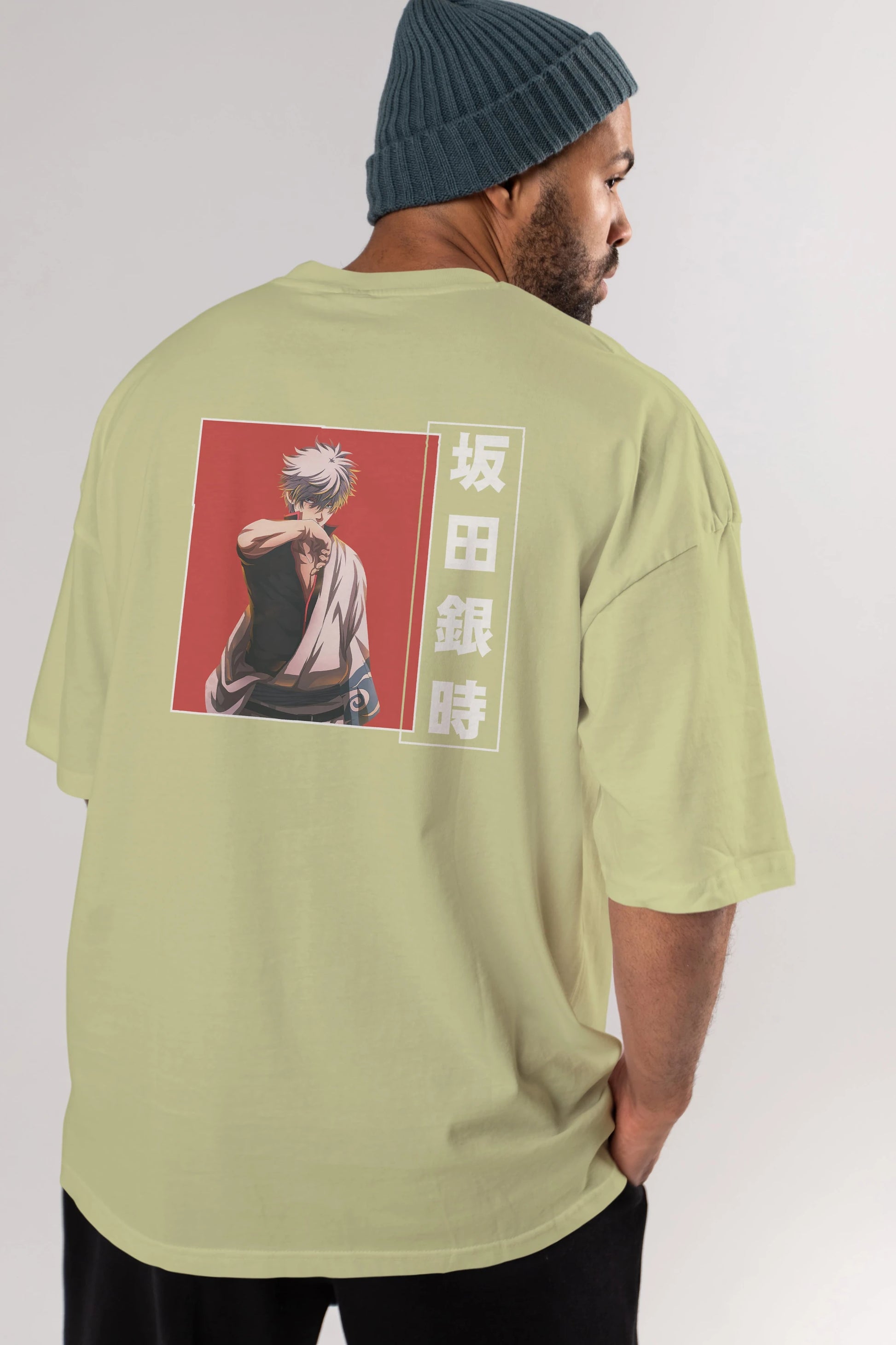 Gintoki Sakata GINTAMA 1 Anime Arka Baskılı Oversize t-shirt Erkek Kadın Unisex