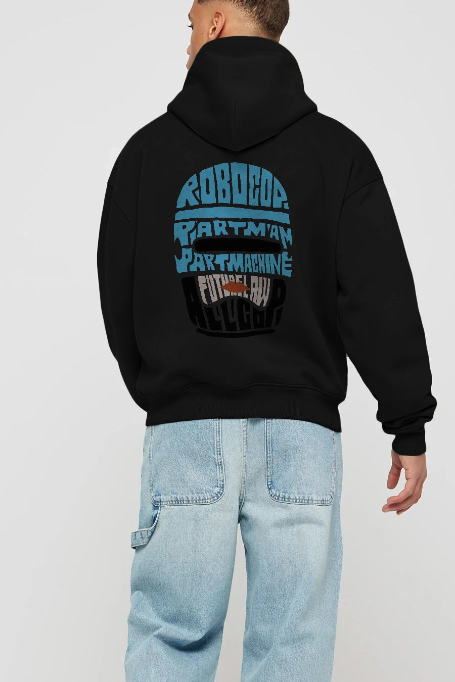 Robocop Arka Baskılı Hoodie Oversize Kapüşonlu Sweatshirt Erkek Kadın Unisex