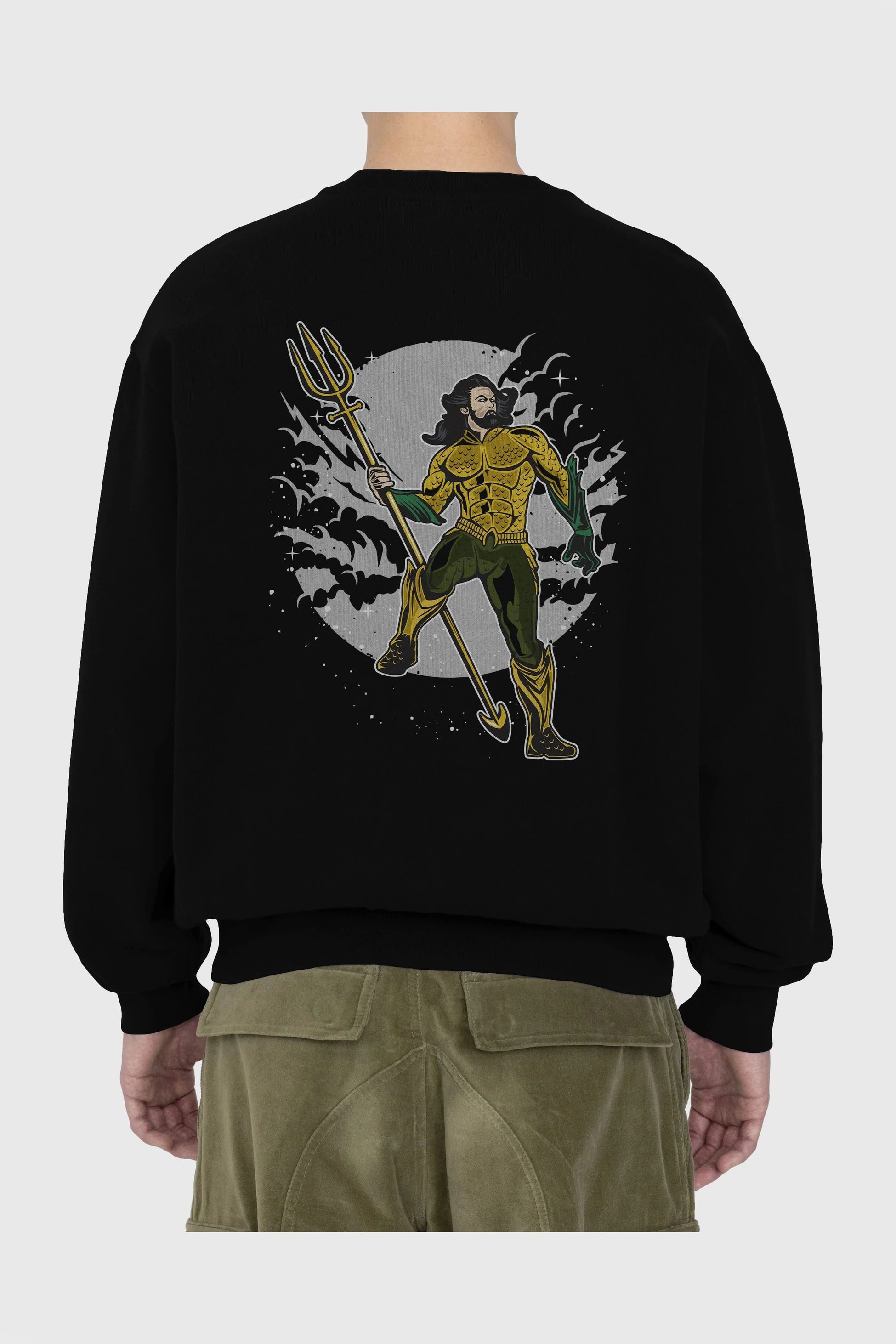 AQUAMAN Arka Baskılı Oversize Sweatshirt Erkek Kadın Unisex
