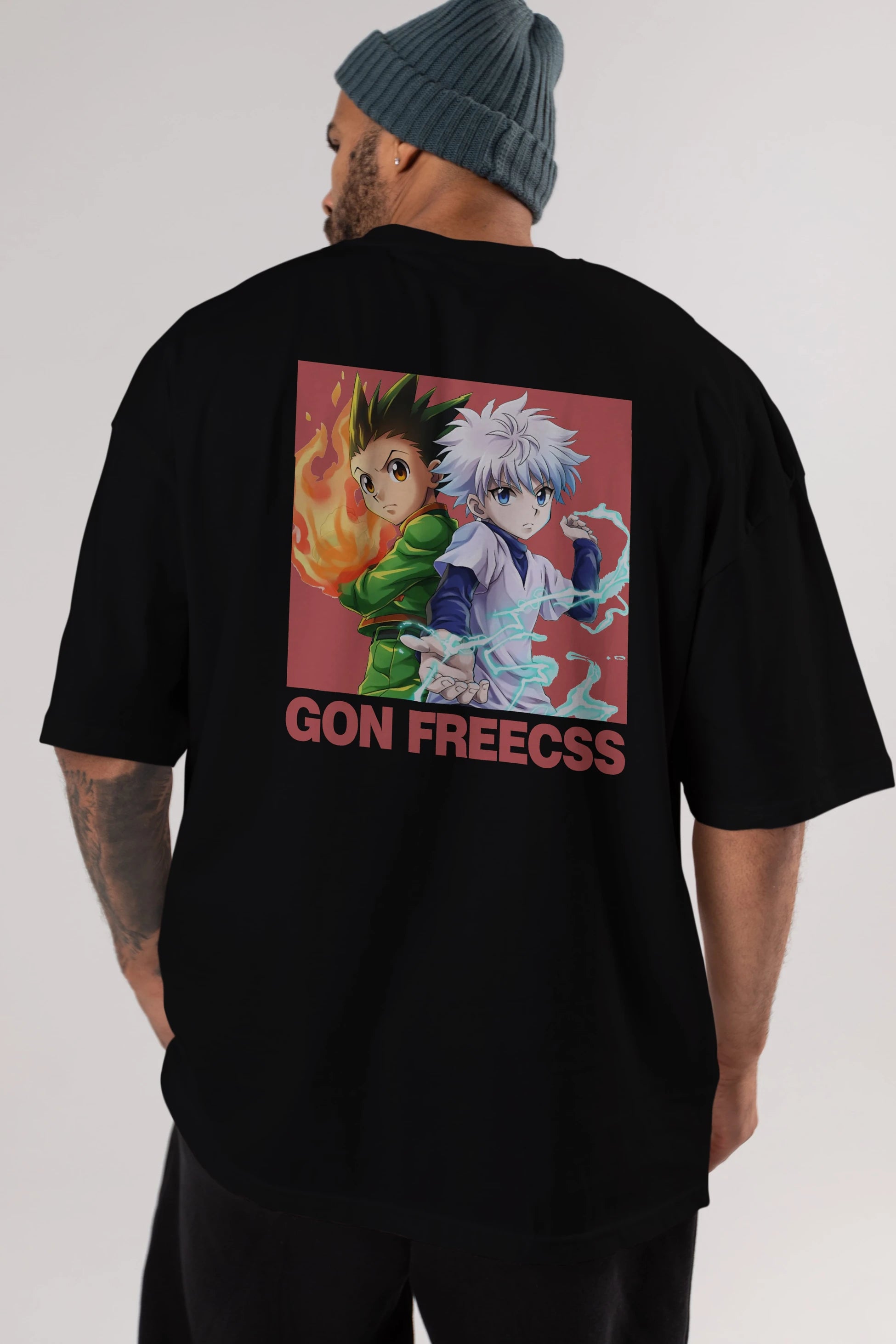 Gon Freecss HUNTER X HUNTER 4 Anime Arka Baskılı Oversize t-shirt Erkek Kadın Unisex