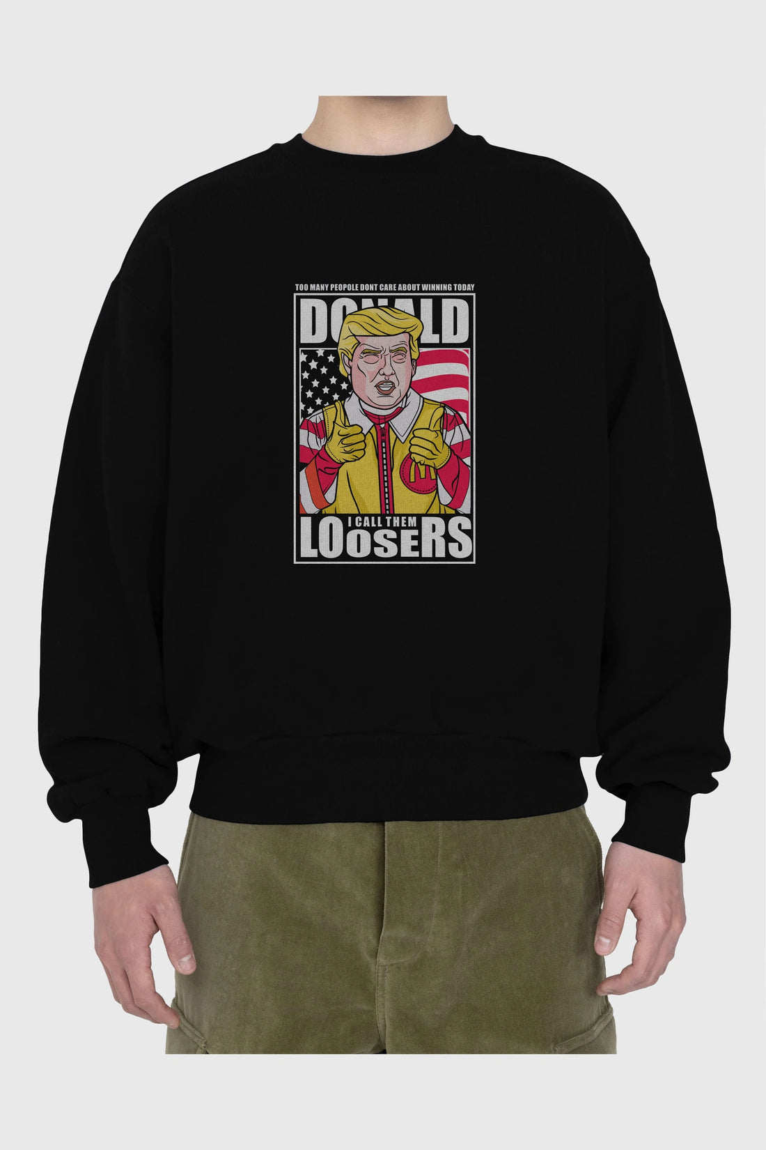 Ronald Trump Ön Baskılı Oversize Sweatshirt Erkek Kadın Unisex