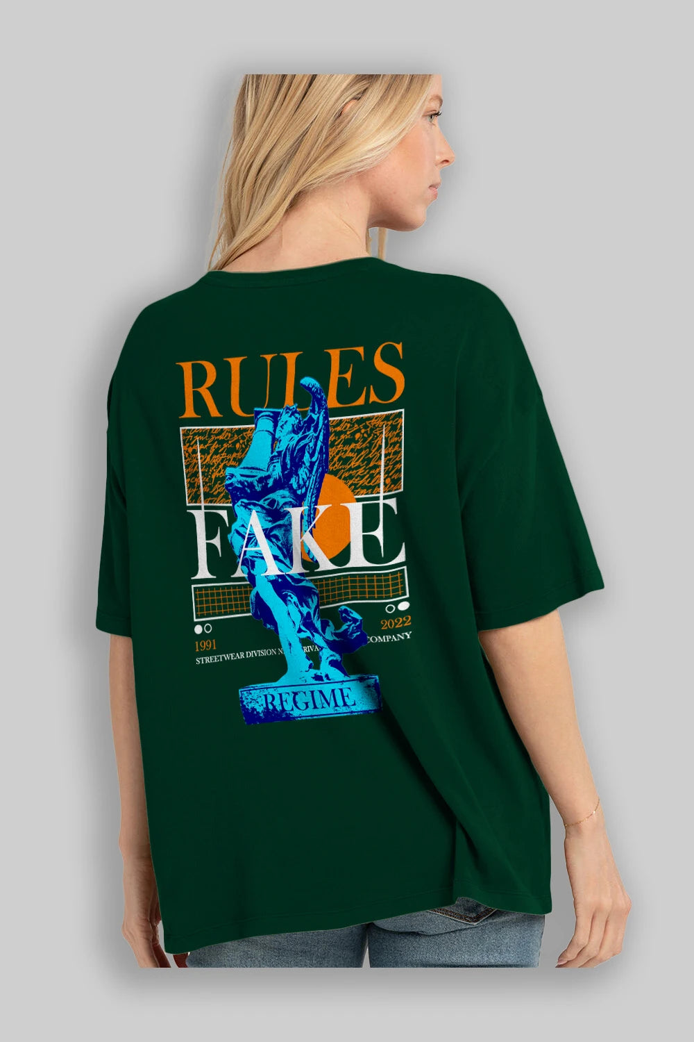 Rules Fake Arka Baskılı Oversize t-shirt Erkek Kadın Unisex