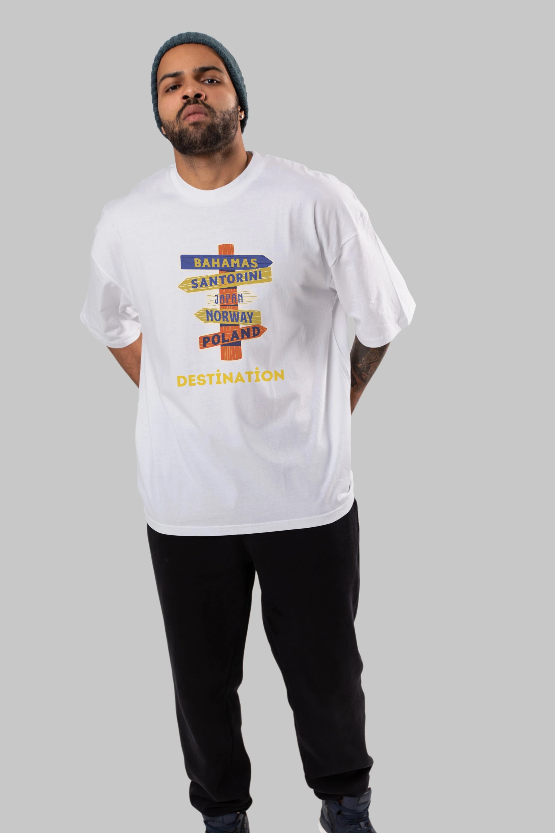 Destination Yazılı Ön Baskılı Oversize t-shirt Erkek Kadın Unisex