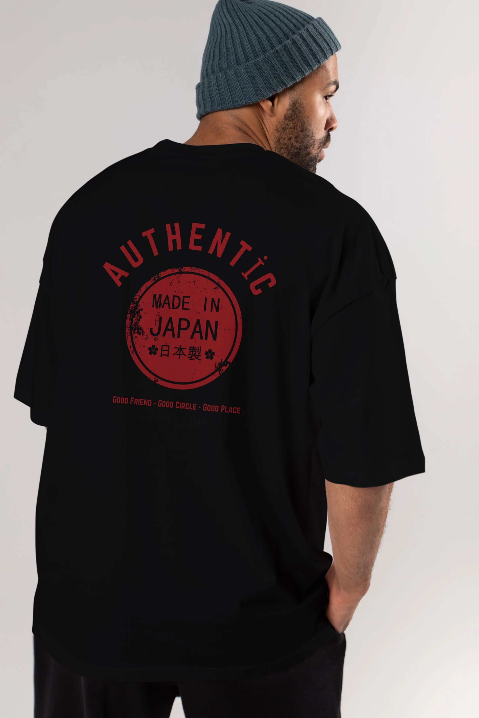 Authentic Japan Style Arka Baskılı Oversize t-shirt Erkek Kadın Unisex