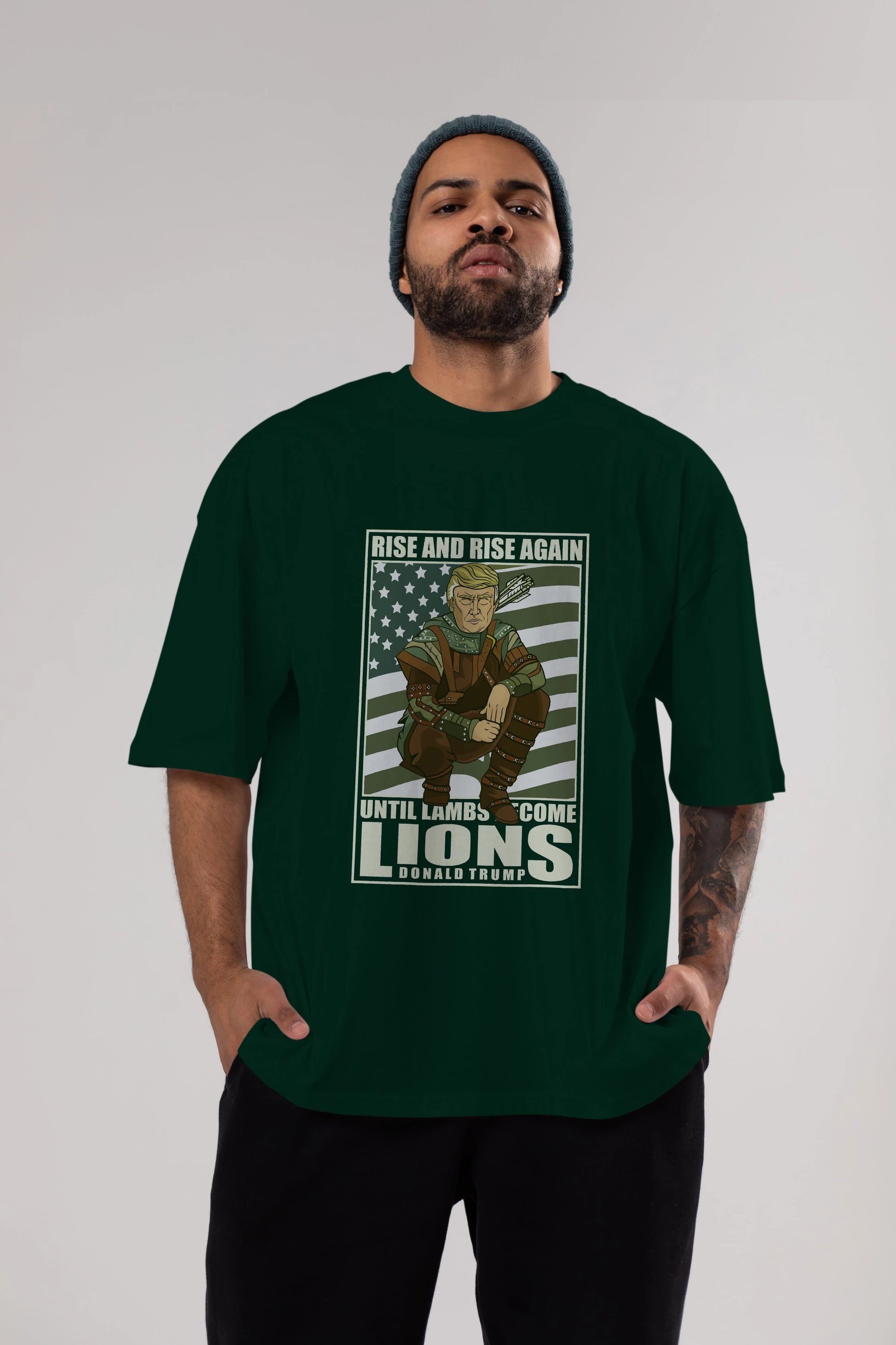 Robin Hood Trump Ön Baskılı Oversize t-shirt Erkek Kadın Unisex %100 Pamuk tişort